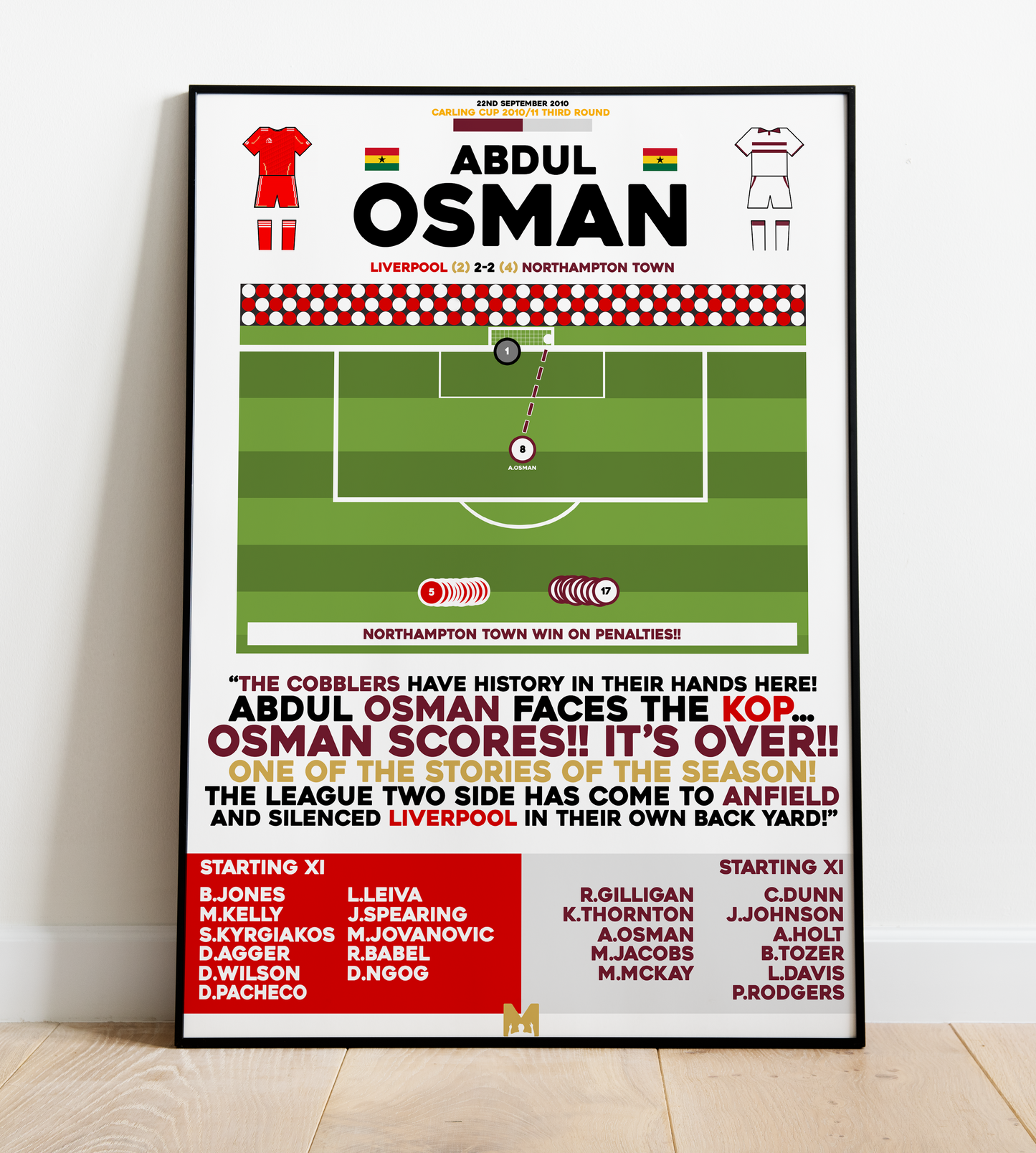 Abdul Osman Penalty vs Liverpool - Carling Cup 2010/11 - Northampton Town