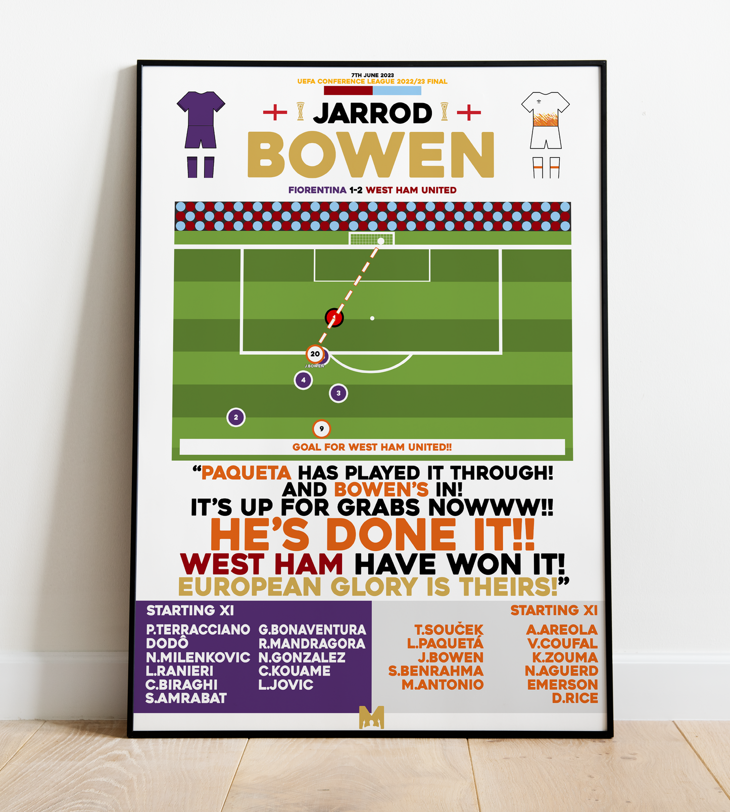 Jarrod Bowen Goal vs Fiorentina - UEFA Conference League Final 2022/23 - West Ham United
