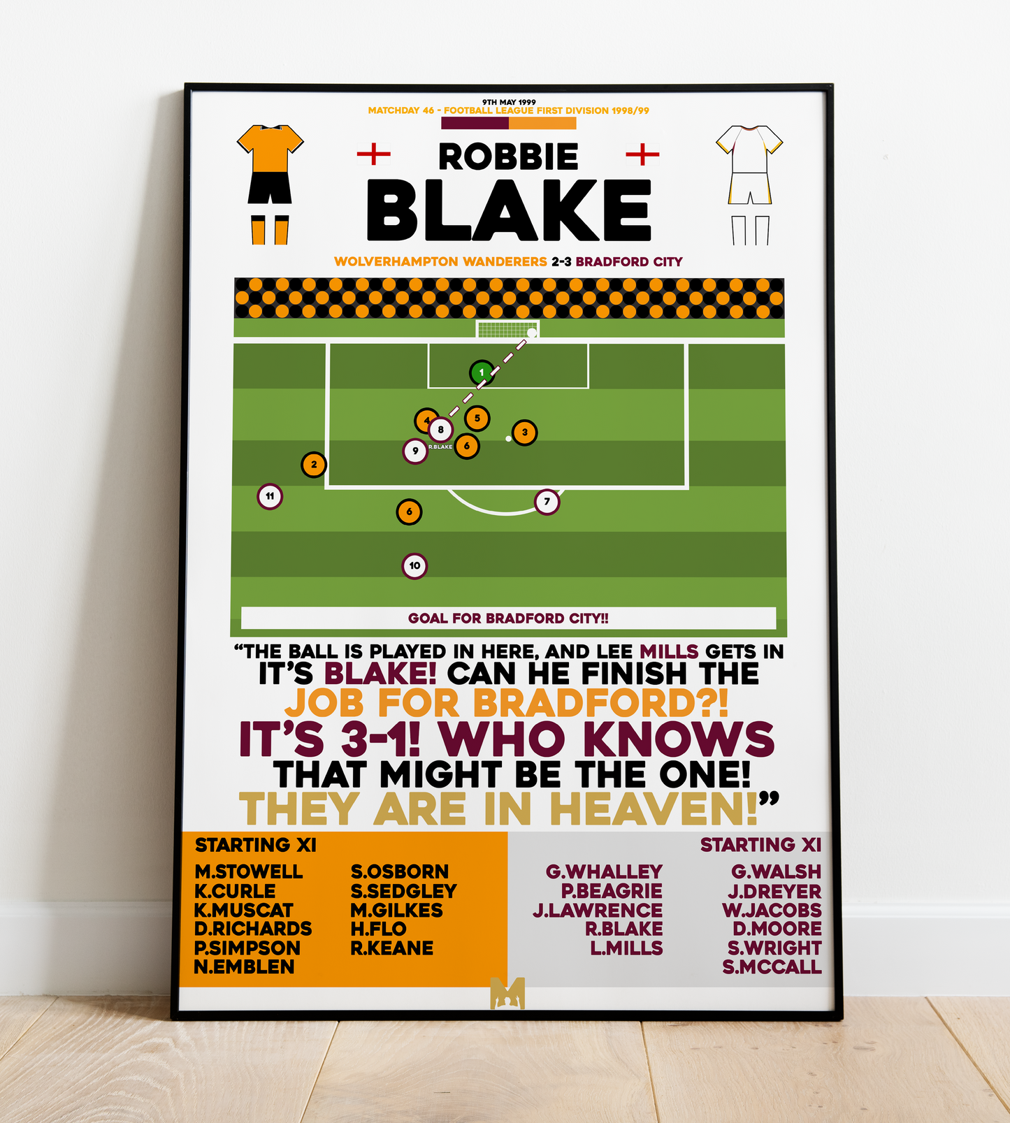 Robbie Blake Goal vs Wolverampton Wanderers - First Division 1998/99 - Bradford City