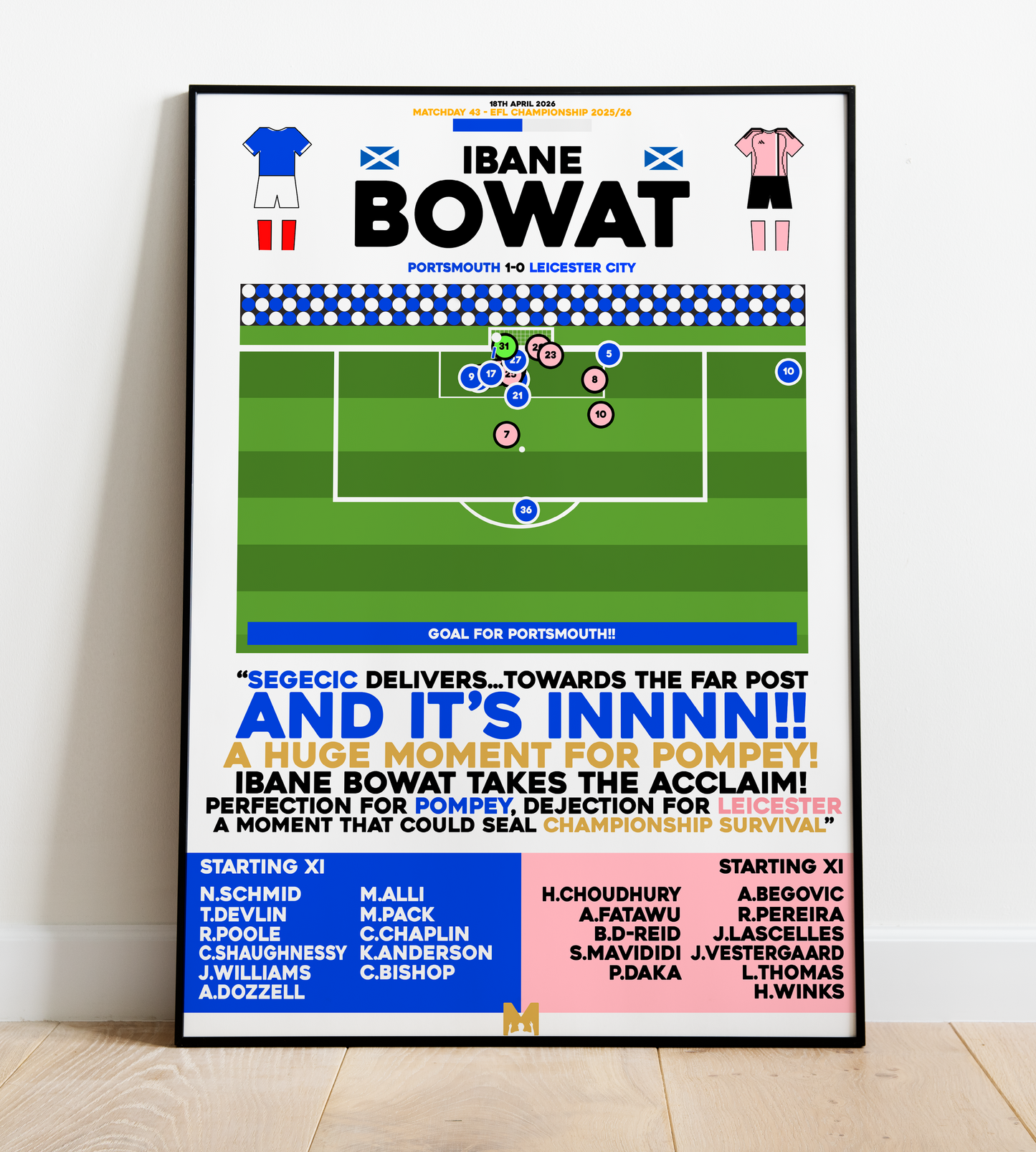 Ibane Bowat Goal vs Leicester City - EFL Championship 2025/26 - Portsmouth