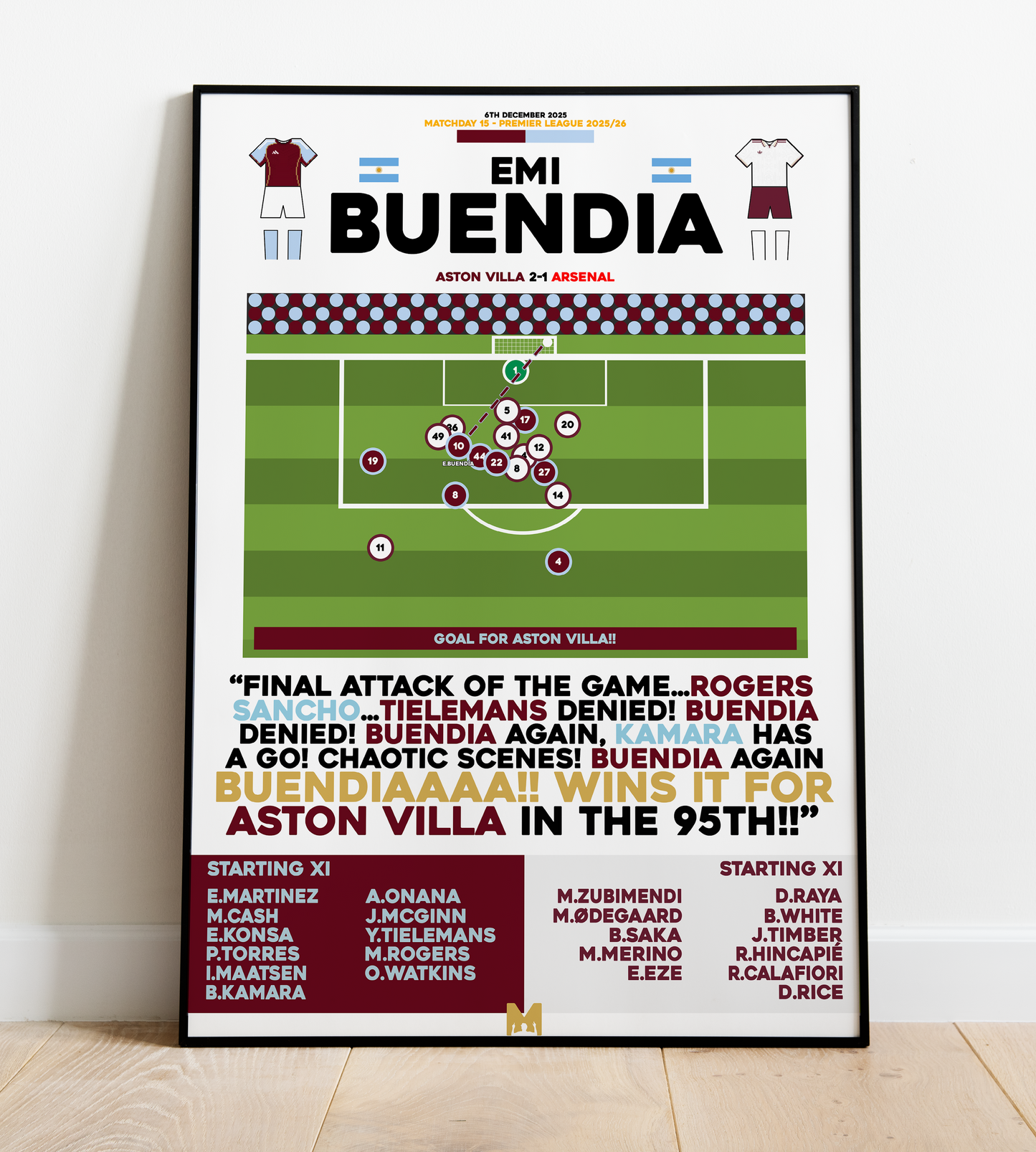 Emi Buendia Goal vs Arsenal - Premier League 2025/26 - Aston Villa