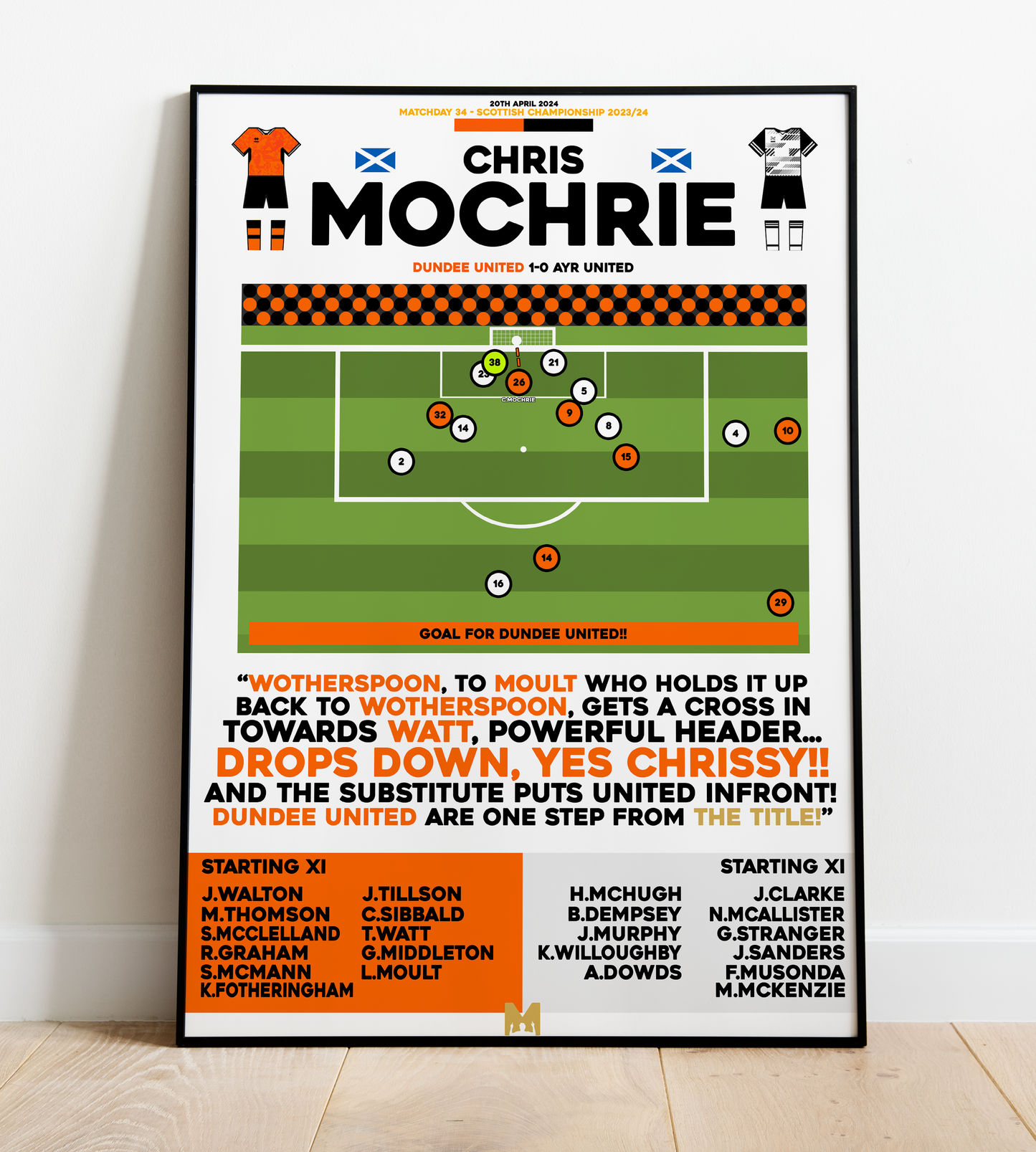 Chris Mochrie Goal vs Ayr United - Scottish Championship 2023/24 - Dundee United