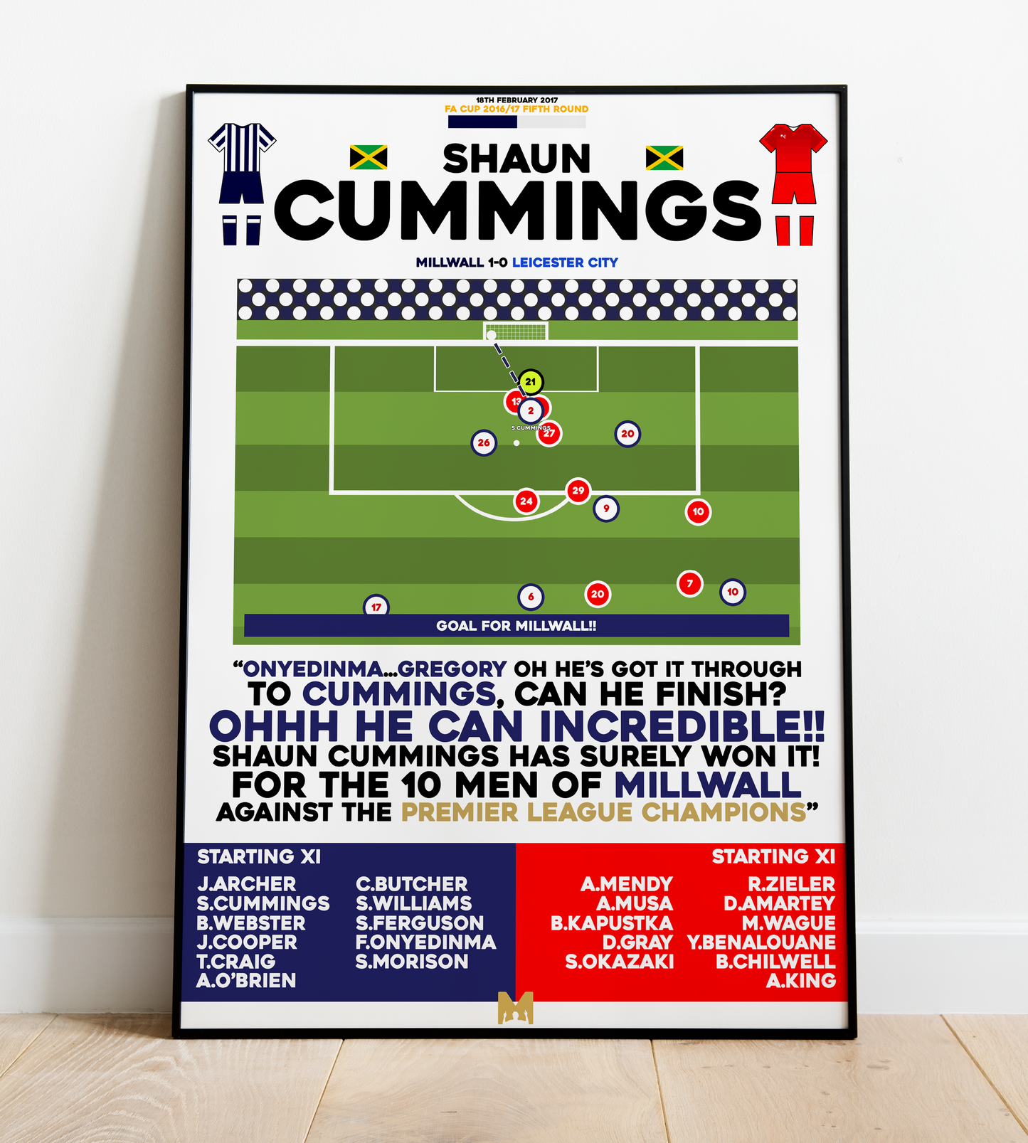 Shaun Cummings Goal vs Leicester City - FA Cup 2016/17 - Millwall