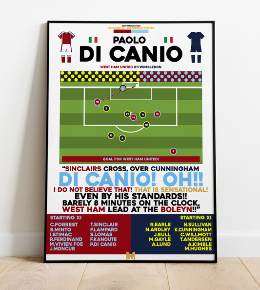 Paolo Di Canio Goal vs Wimbledon - Premiership 1999/00 - West Ham United