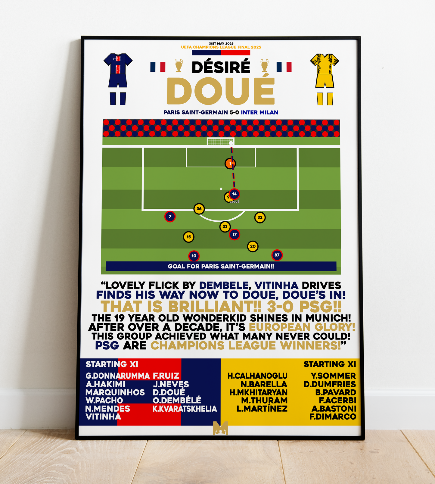 Désiré Doué Goal vs Inter Milan - UEFA Champions League Final 2025 - PSG