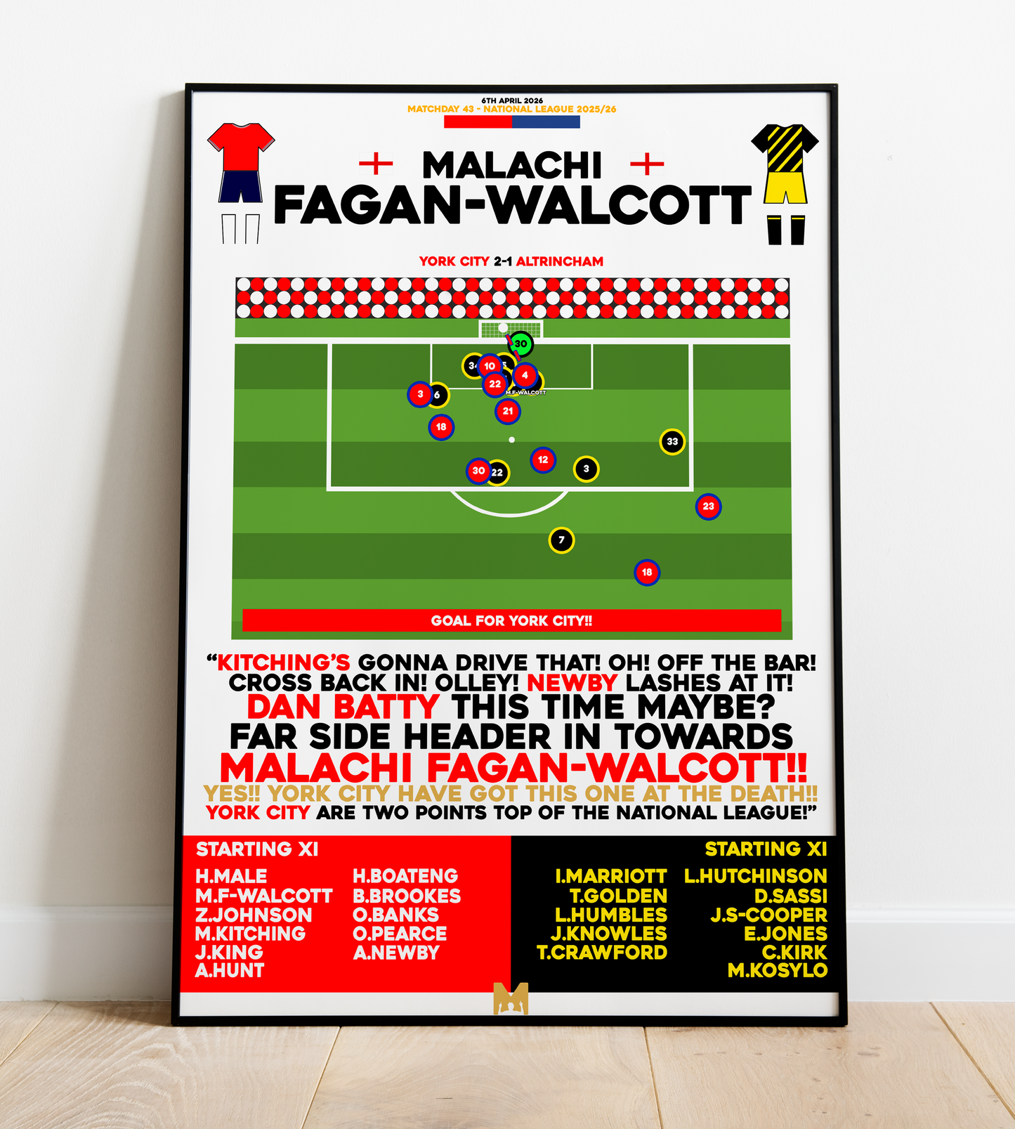 Malachi Fagan-Walcott Goal vs Altrincham - National League 2025/26 - York City