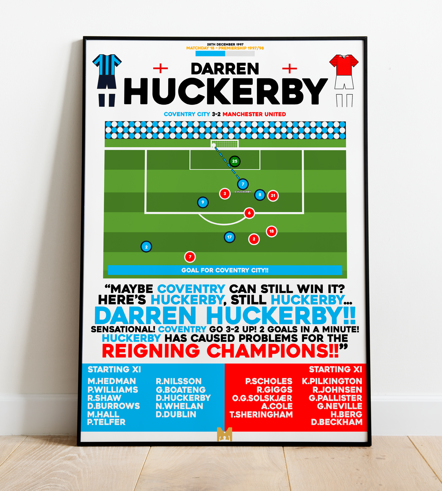 Darren Huckerby Goal vs Manchester United - Premiership 1997/98 - Coventry City