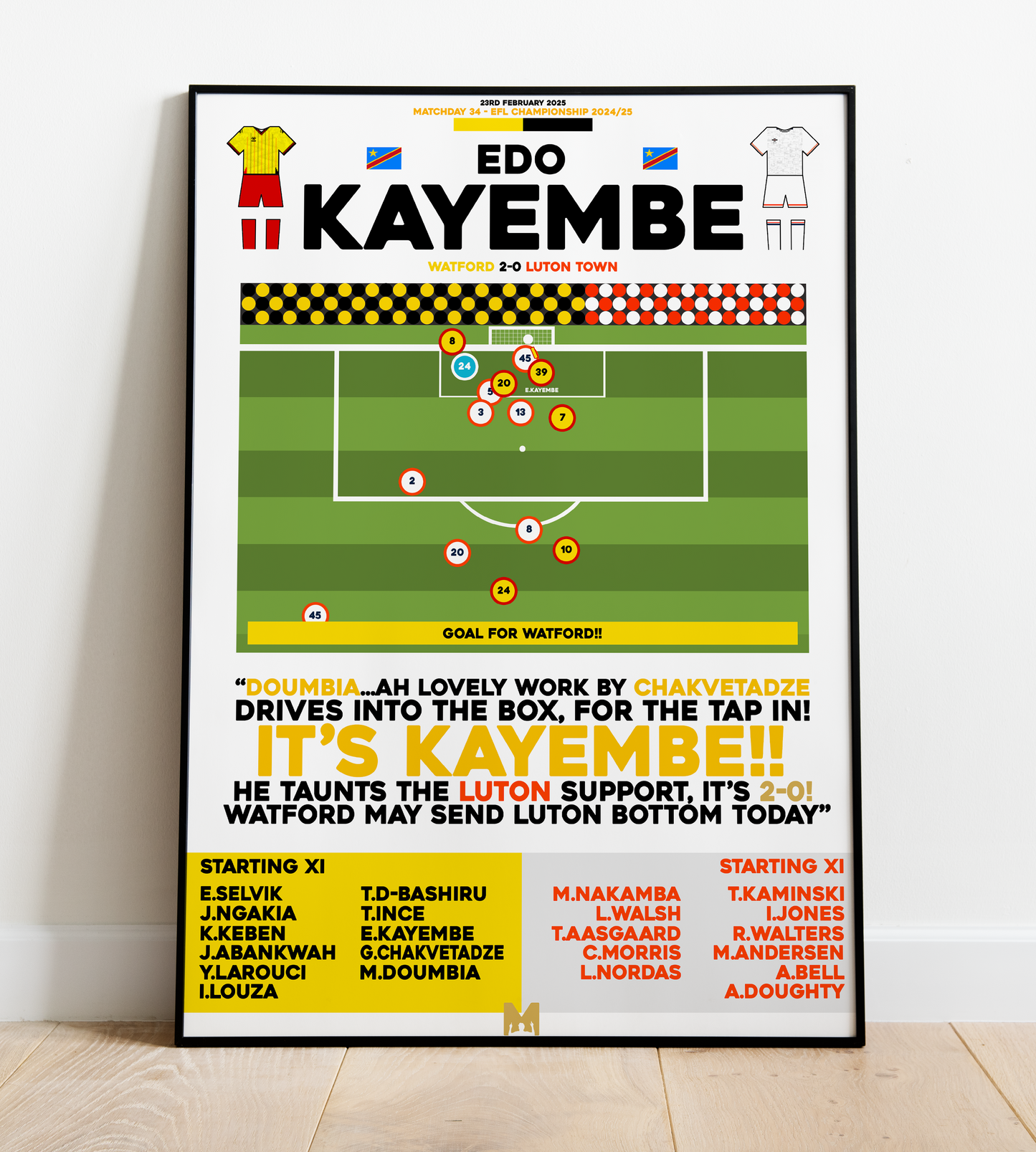Edo Kayembe Goal vs Luton Town - EFL Championship 2024/25 - Watford