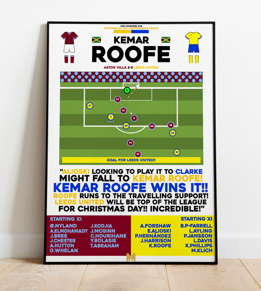 Kemar Roofe Goal vs Aston Villa - EFL Championship 2018/19 - Leeds United