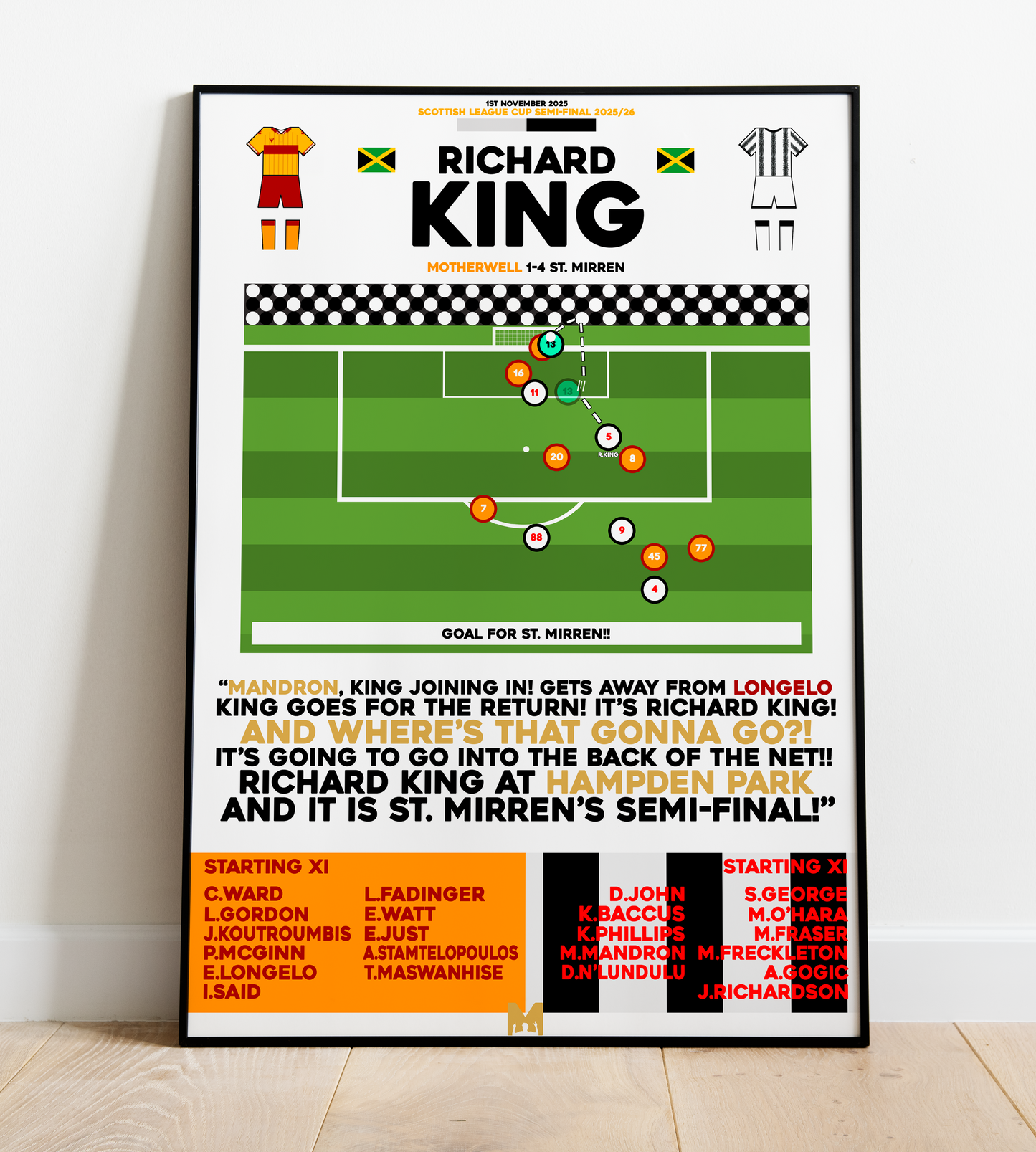 Richard King Goal vs Motherwell - Scottish League Cup 2025/26 - St. Mirren