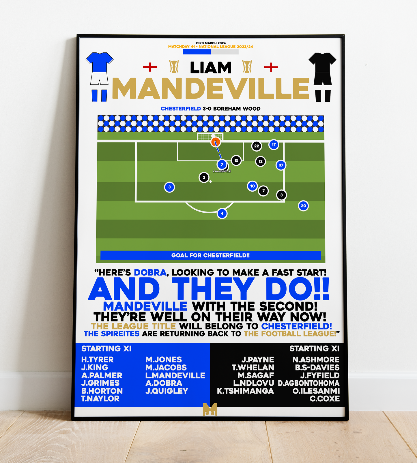 Liam Mandeville Goal vs Boreham Wood - National League 2023/24 - Chesterfield