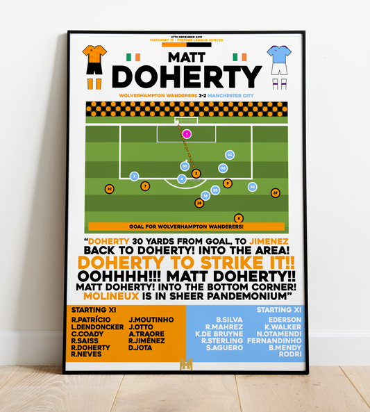 Matt Doherty Goal vs Manchester City - Premier League 2019/20 - Wolves