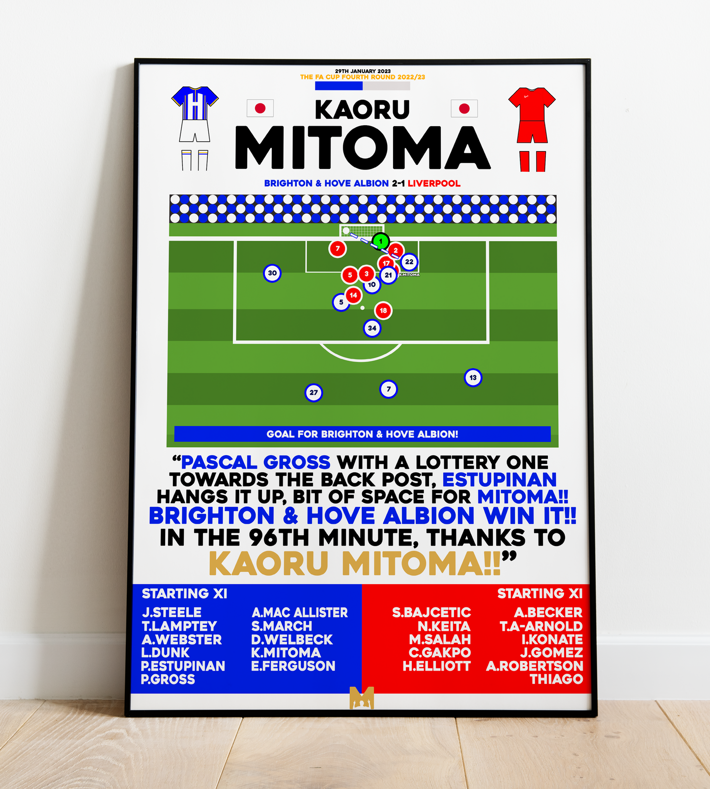 Kaoru Mitoma Goal vs Liverpool - FA Cup 2022/23 - Brighton & Hove Albion