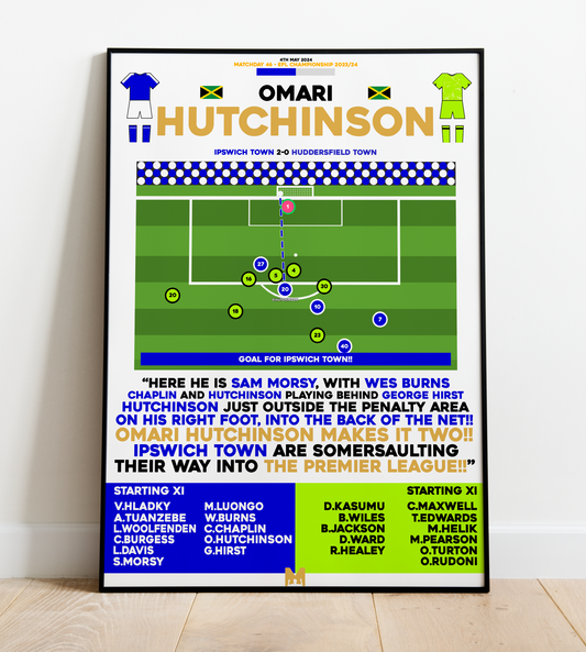 Omari Hutchinson Goal vs Huddersfield Town - EFL Championship 2023/24 - Ipswich Town