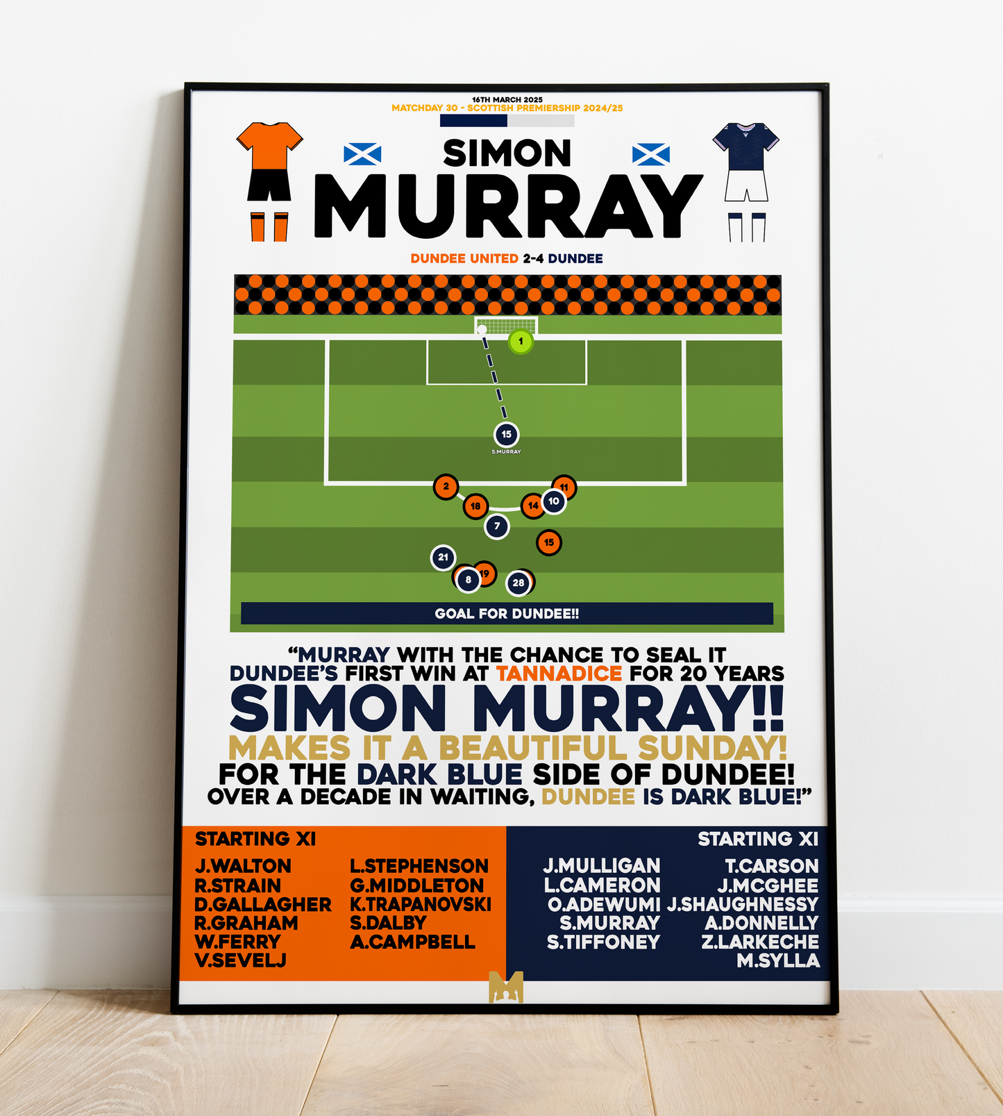 Simon Murray Goal vs Dundee United - Scottish Premiership 2024/25 - Dundee