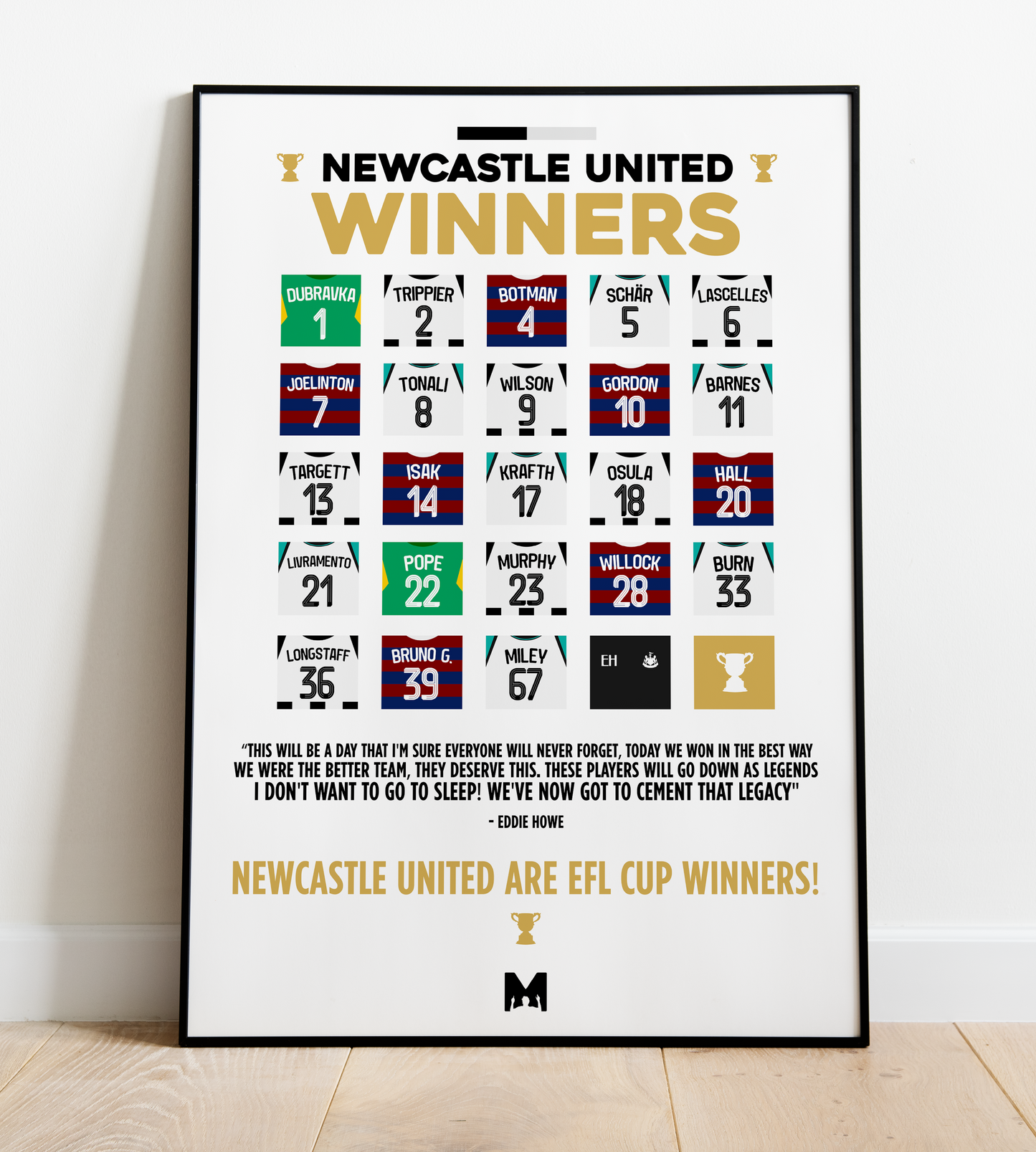 Newcastle United Winners Squad Print - EFL Cup 2025 - Newcastle United