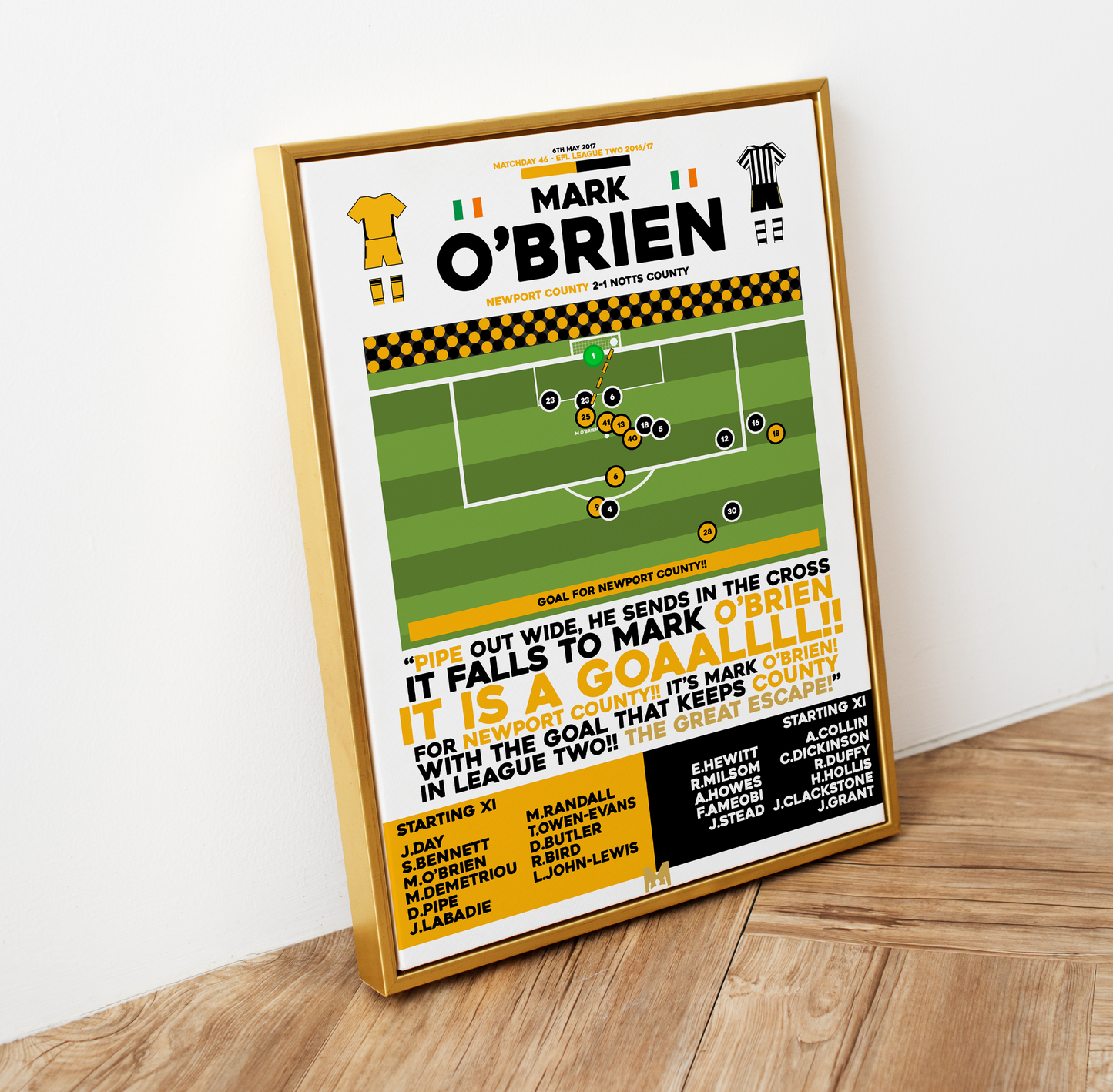 Mark O'Brien Goal vs Notts County - EFL League Two 2016/17 - Newport County