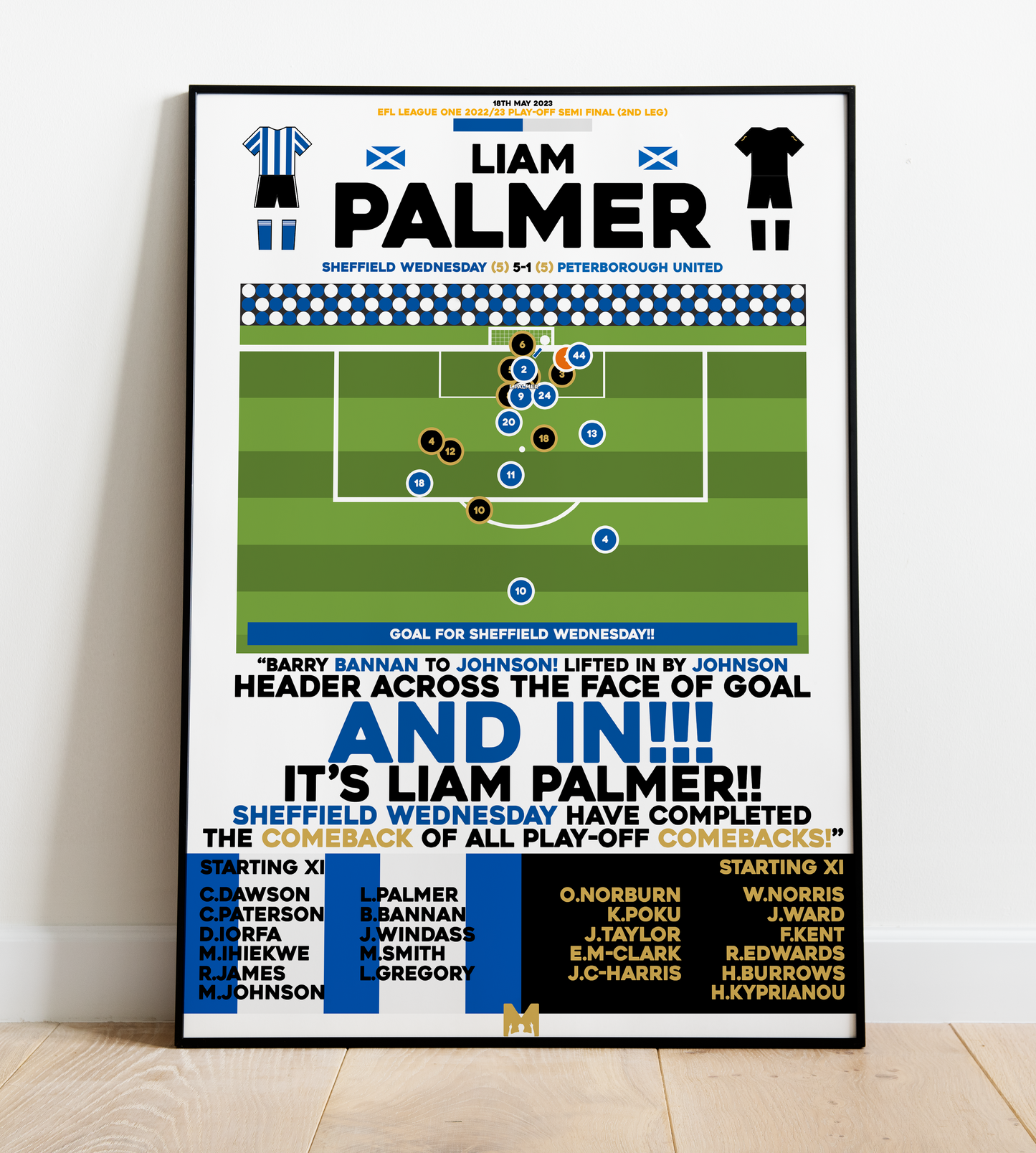 Liam Palmer Goal vs Peterborough United - EFL League One Play-Offs 2022/23 - Sheffield Wednesday