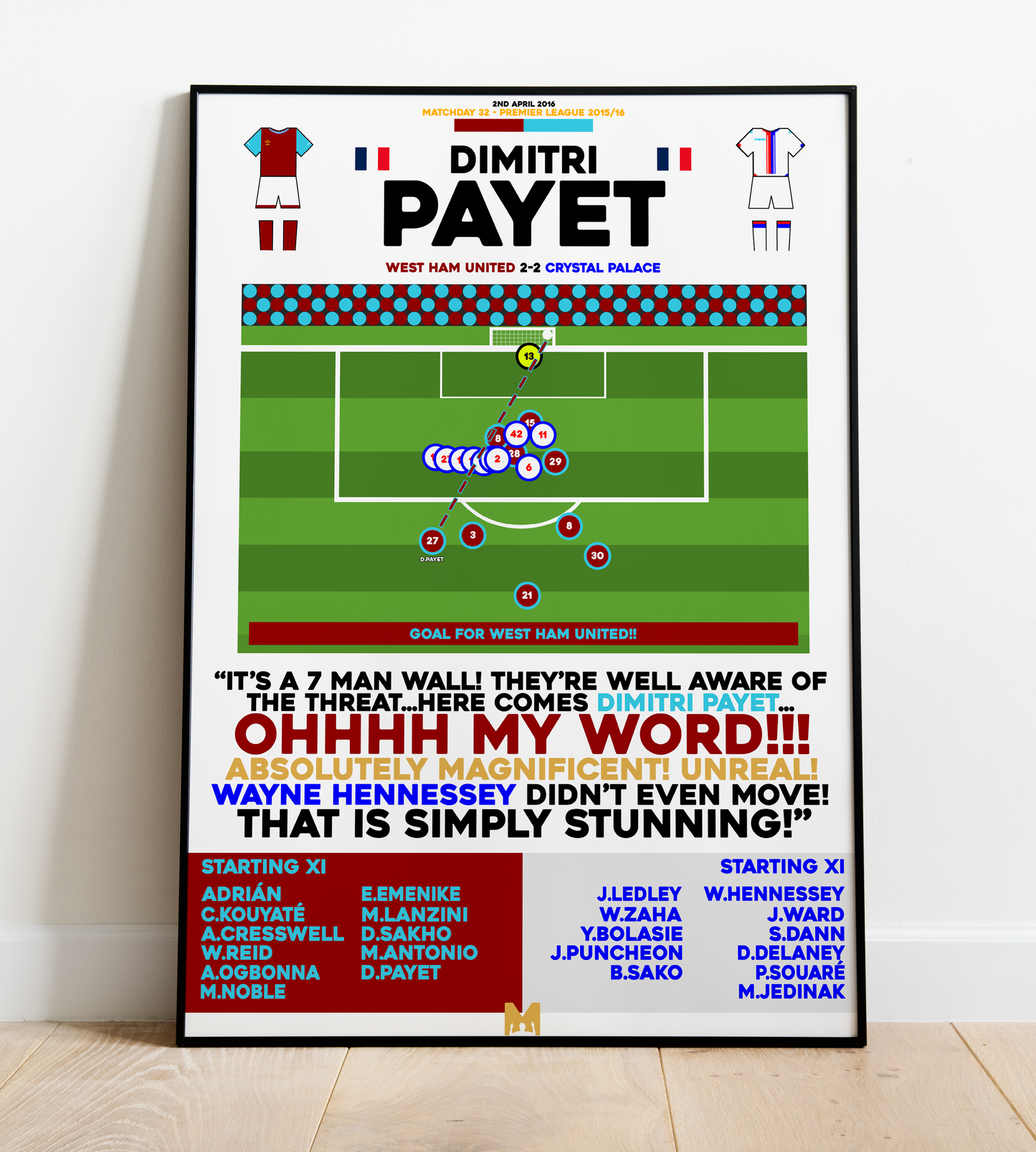 Dimitri Payet Goal vs Crystal Palace - Premier League 2015/16 - West Ham United