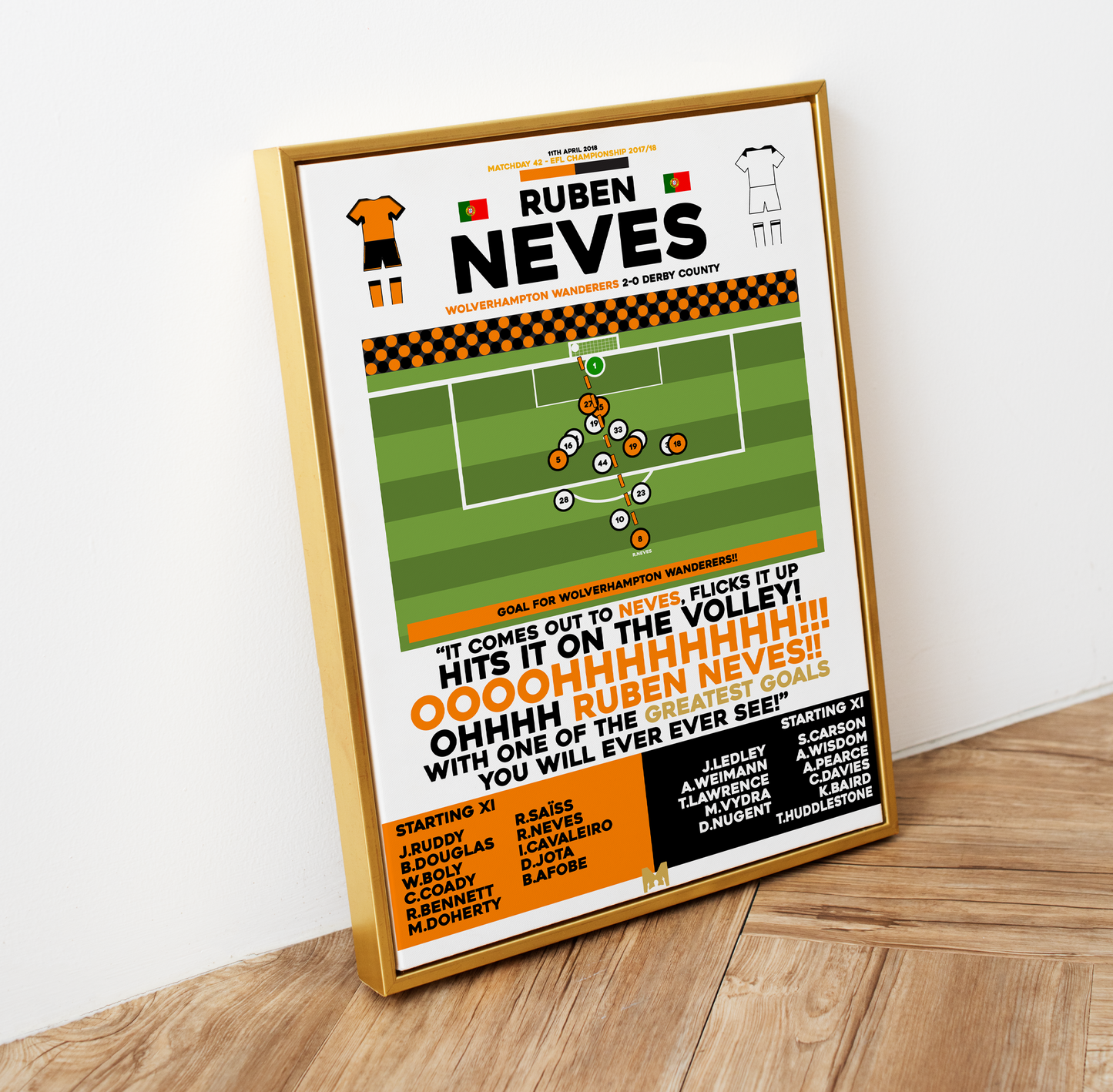 Ruben Neves Goal vs Derby County - EFL Championship 17/18 - Wolves