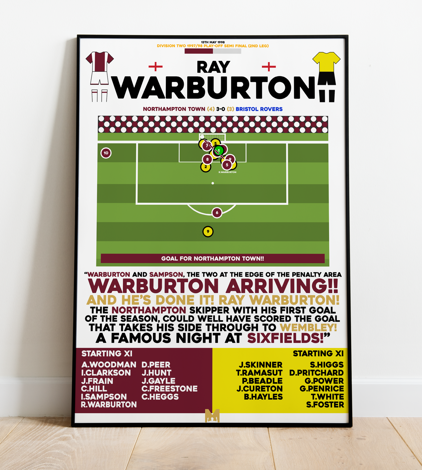 Ray Warburton Goal vs Bristol Rovers - Division Two Play-Offs 1998 - Northampton Town