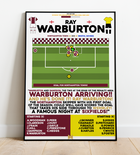 Ray Warburton Goal vs Bristol Rovers - Division Two Play-Offs 1998 - Northampton Town