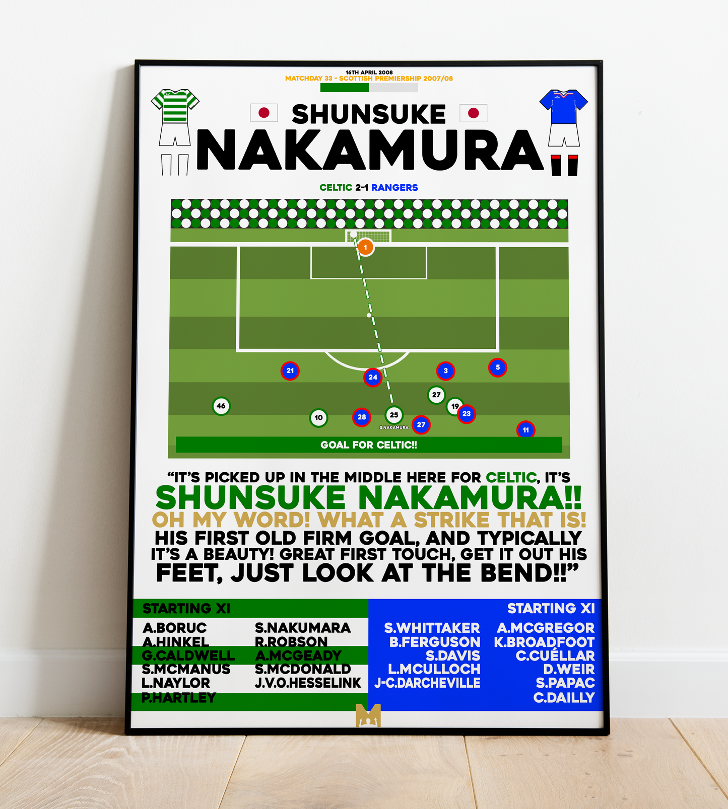 Shunsuke Nakamura Goal vs Rangers - Scottish Premier League 2007/08 - Celtic