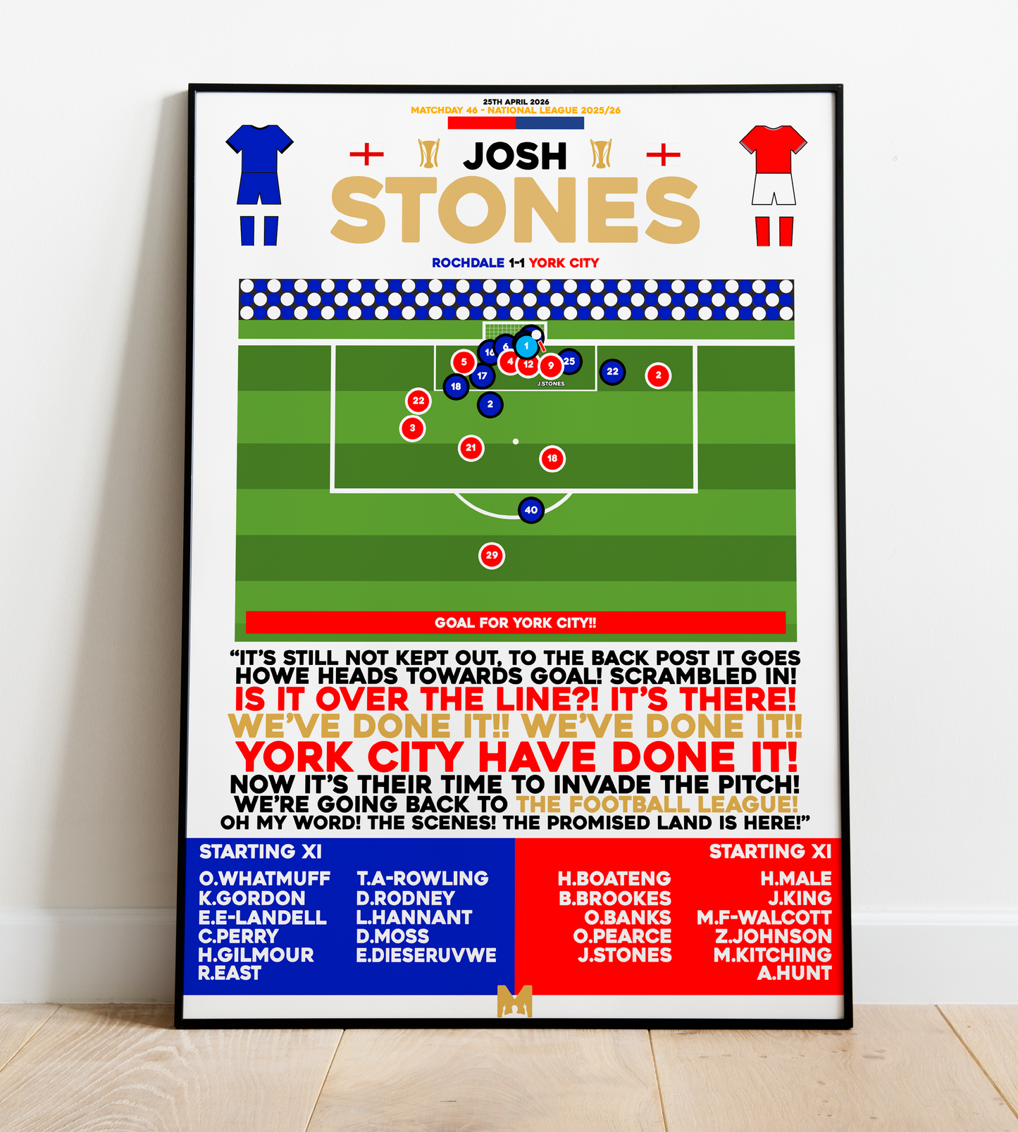 Josh Stones Goal vs Rochdale - National League 2025/26 - York City
