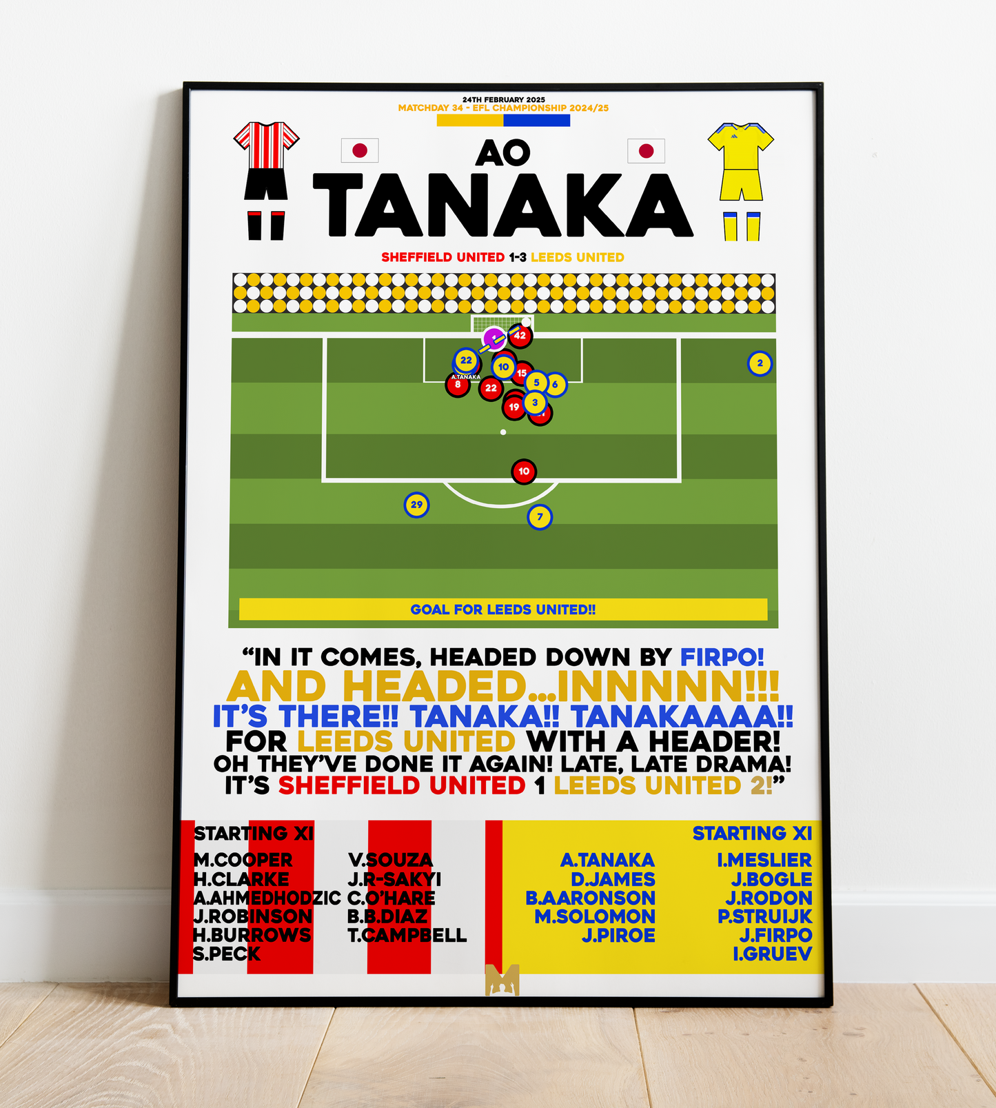 Ao Tanaka Goal vs Sheffield United - EFL Championship 2024/25 - Leeds United