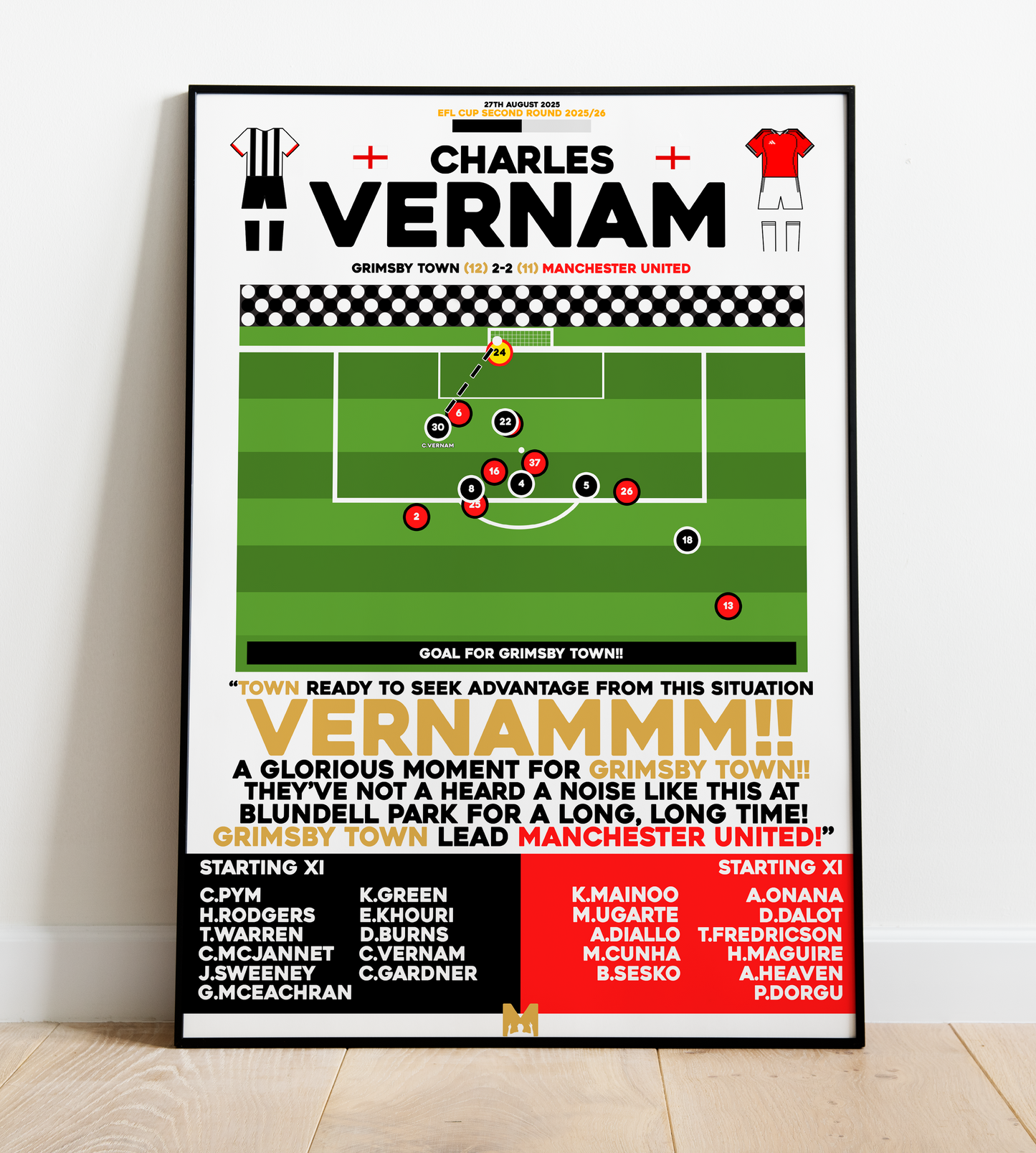 Charles Vernam Goal vs Manchester United - EFL Cup 2025/26 - Grimsby Town