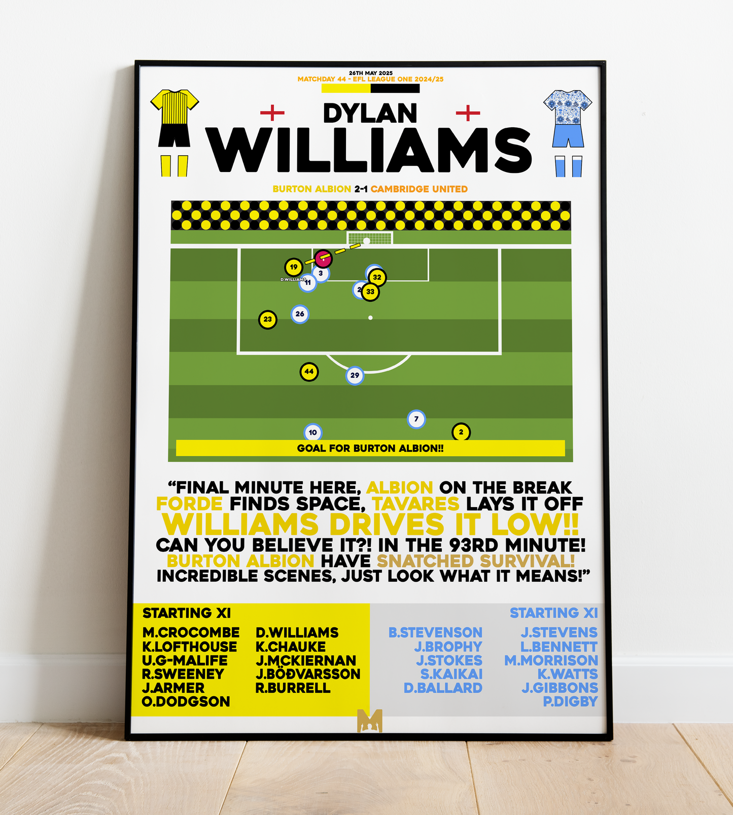 Dylan Williams Goal vs Cambridge United - EFL League One 2024/25 - Burton Albion