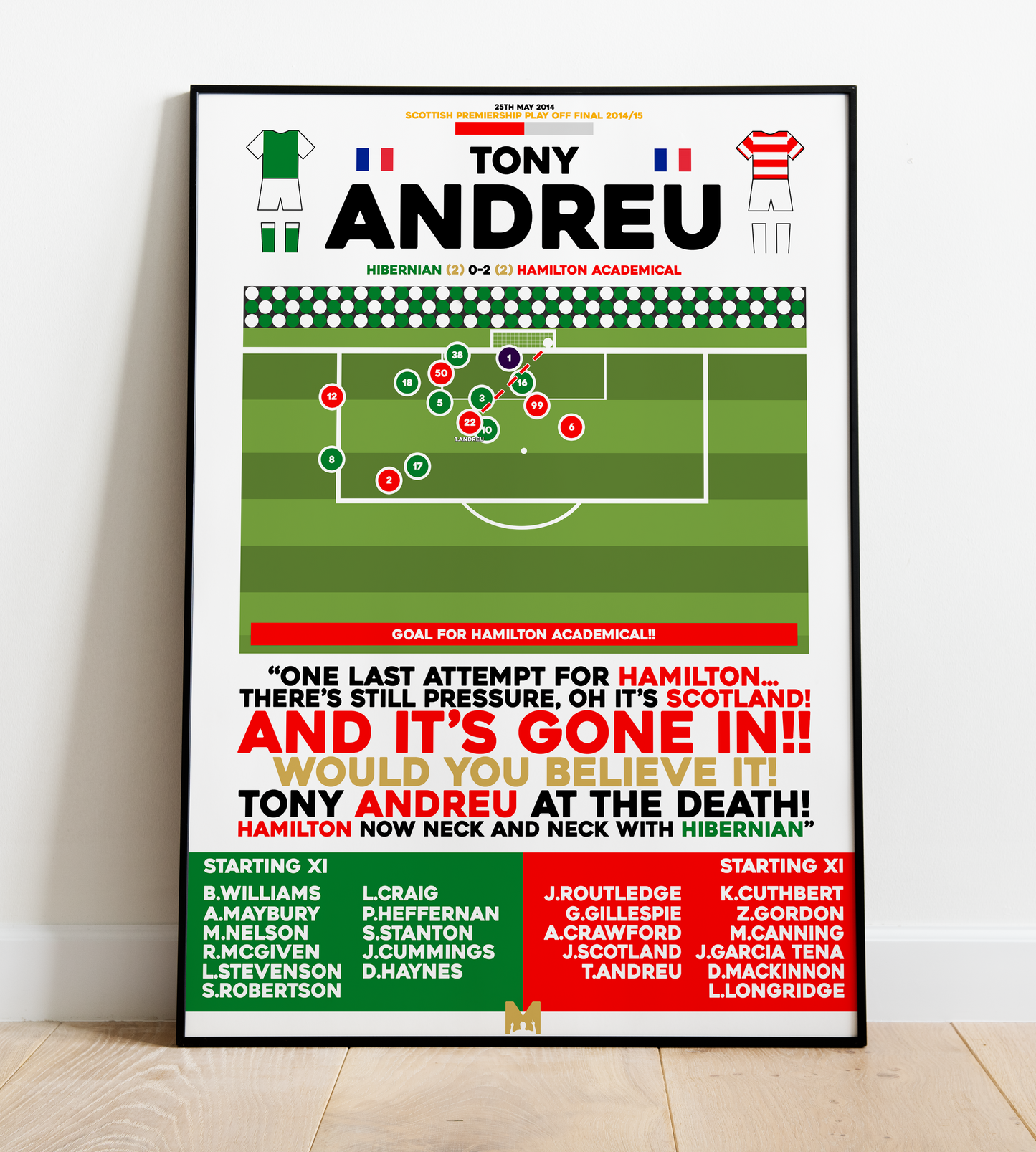 Tony Andreu Goal vs Hibernian - Scottish Premiership Play-Offs 2014/15 - Hamilton Academical