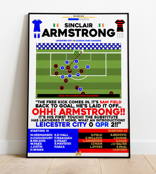 Sinclair Armstrong Goal vs Leicester City - EFL Championship 2023/24 - QPR