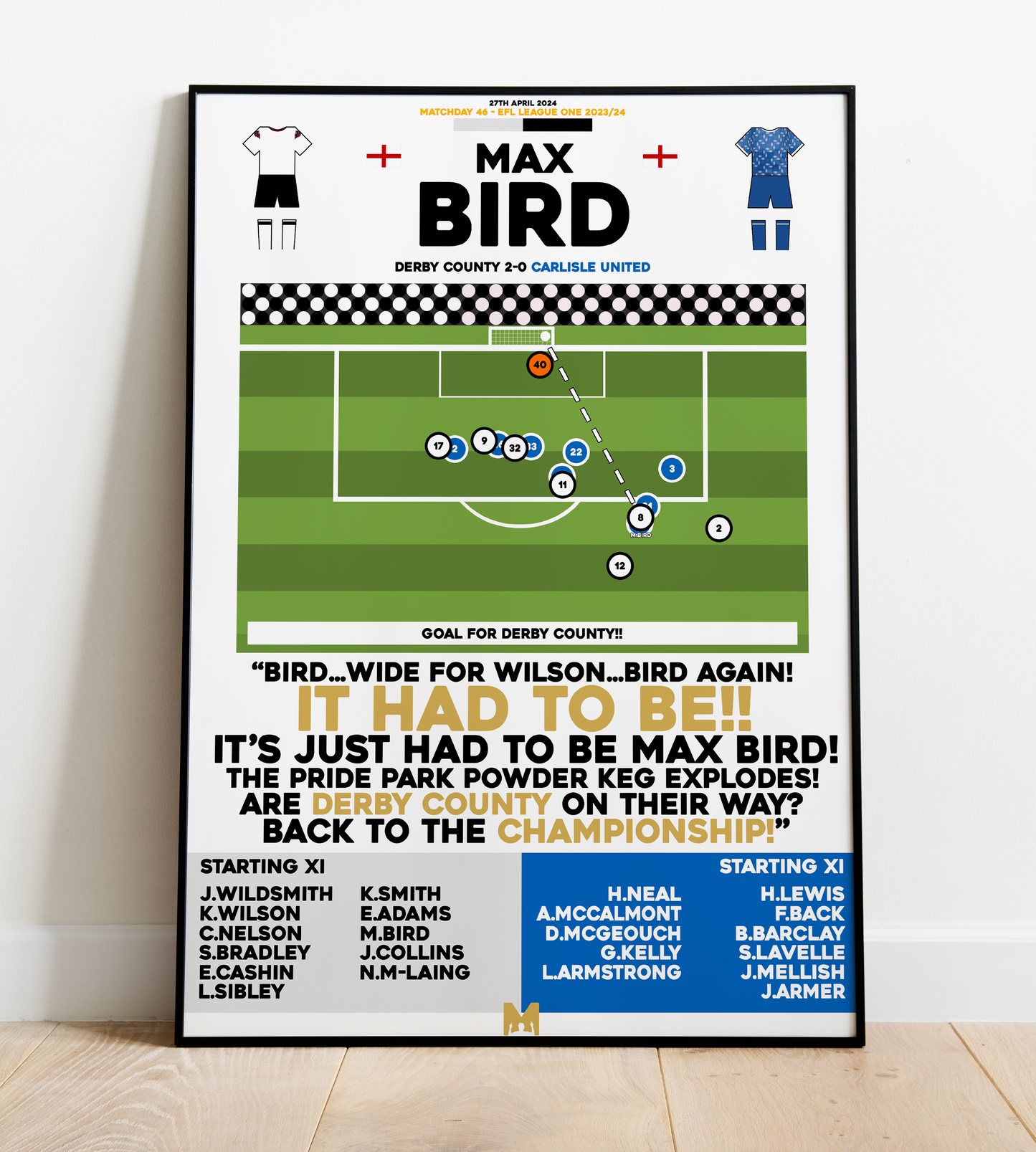 Max Bird Goal vs Carlisle United - EFL League One 2023/24 - Derby County