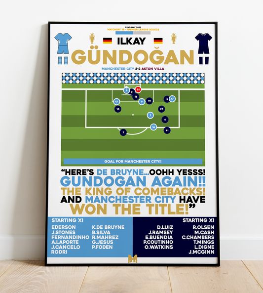 İlkay Gündoğan 2nd Goal vs Aston Villa - Premier League 2021/22 - Manchester City
