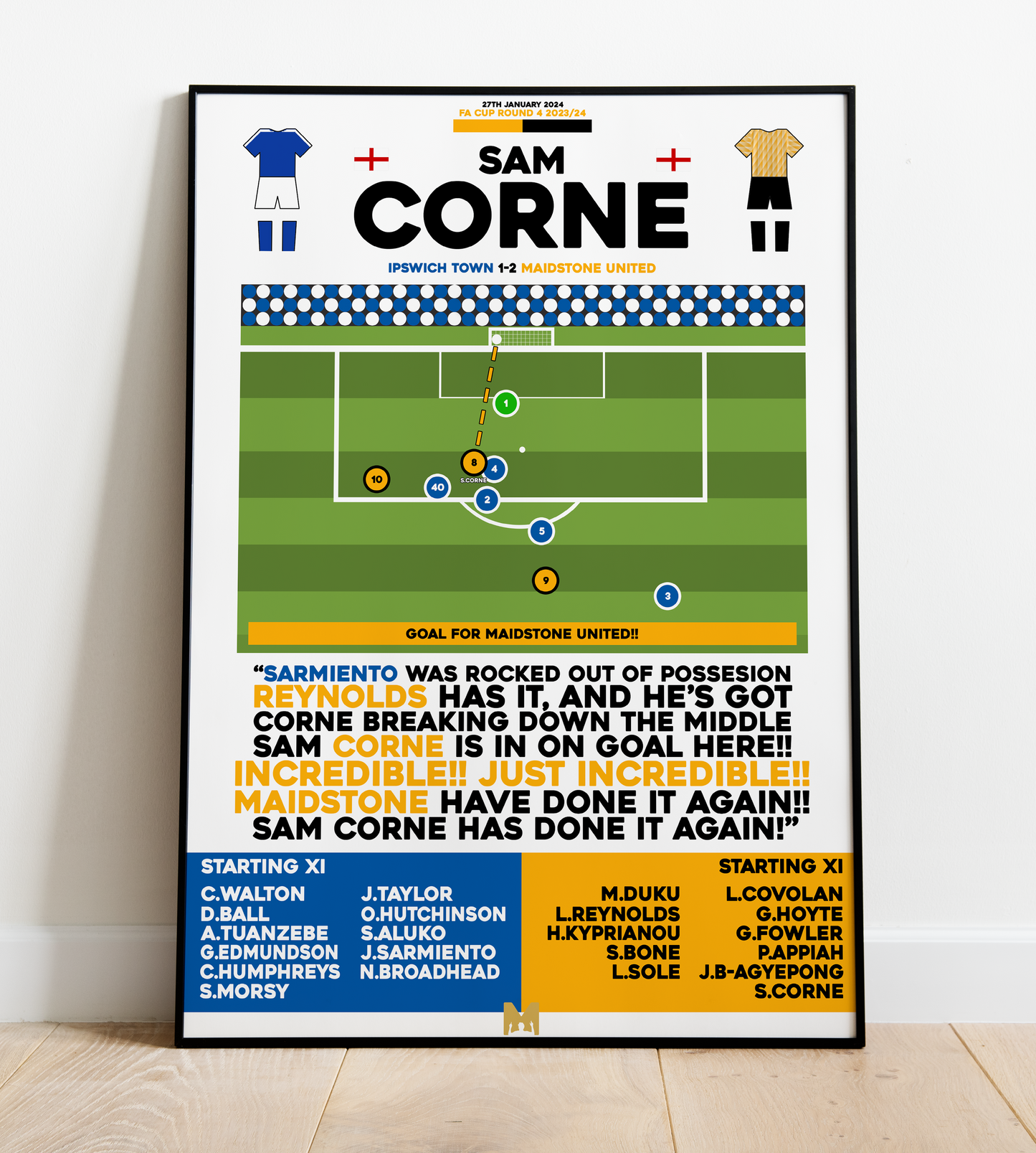 Sam Corne Goal vs Ipswich Town - FA Cup 2023/24 - Maidstone United