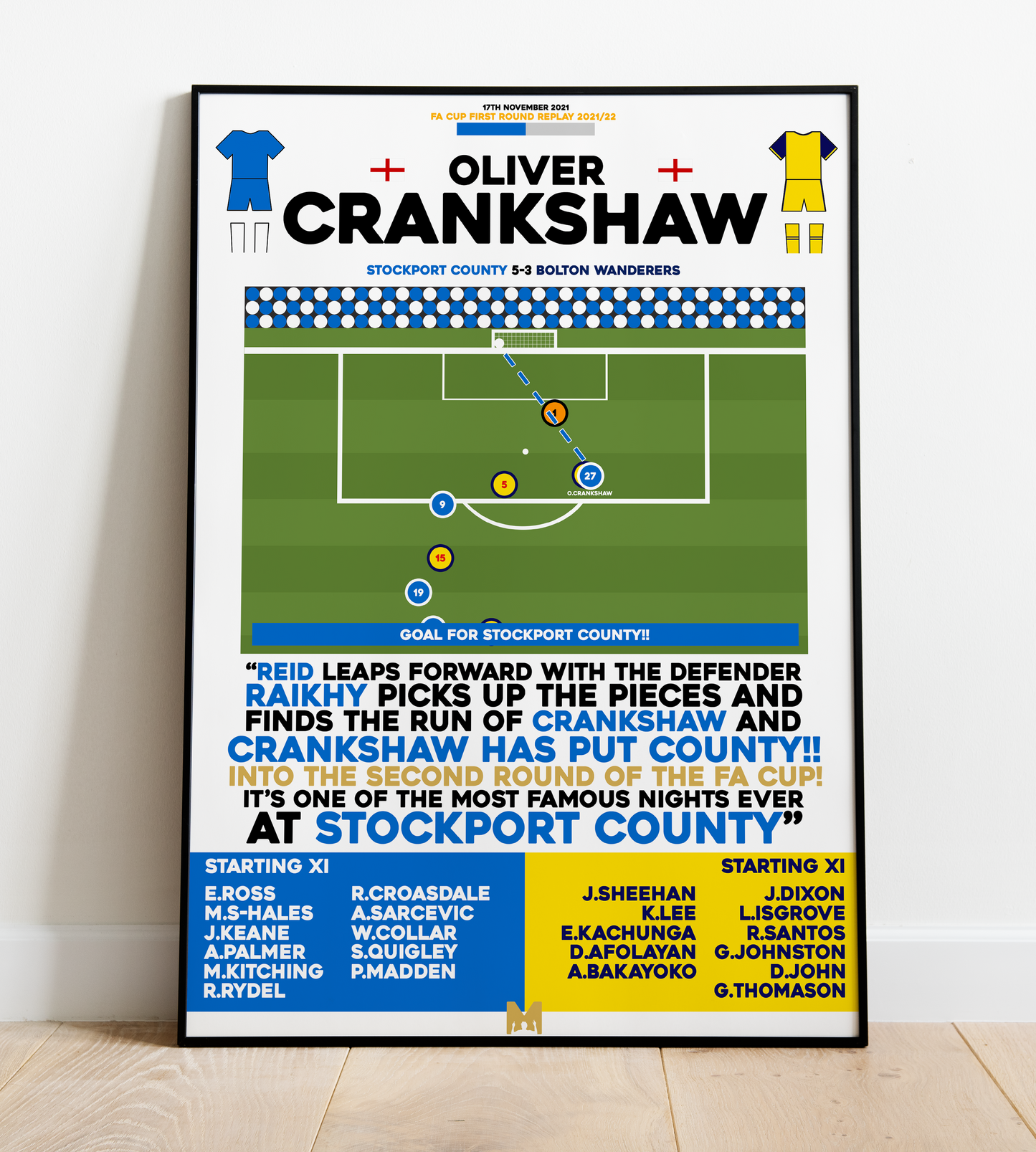Oliver Crankshaw Goal vs Bolton Wanderers - FA Cup 2021/22 - Stockport County