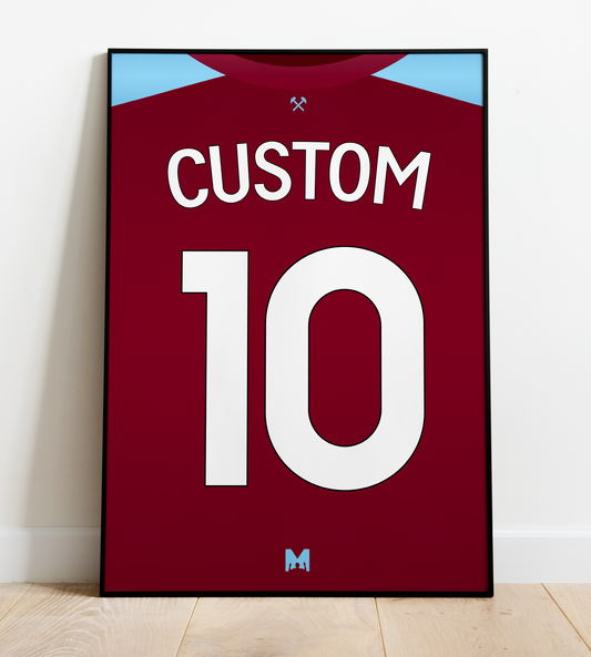 Design Your Own CUSTOM West Ham Kit Print 2023/24 - Home Shirt - West Ham United