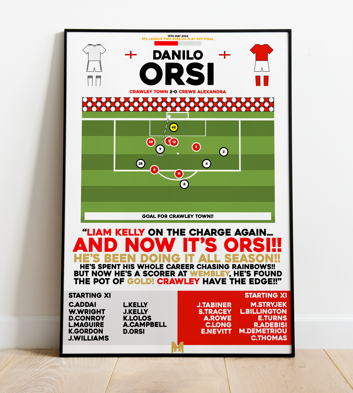 Danilo Orsi Goal vs Crewe - EFL League Two Play-Off Final 2023/24 - Crawley Town