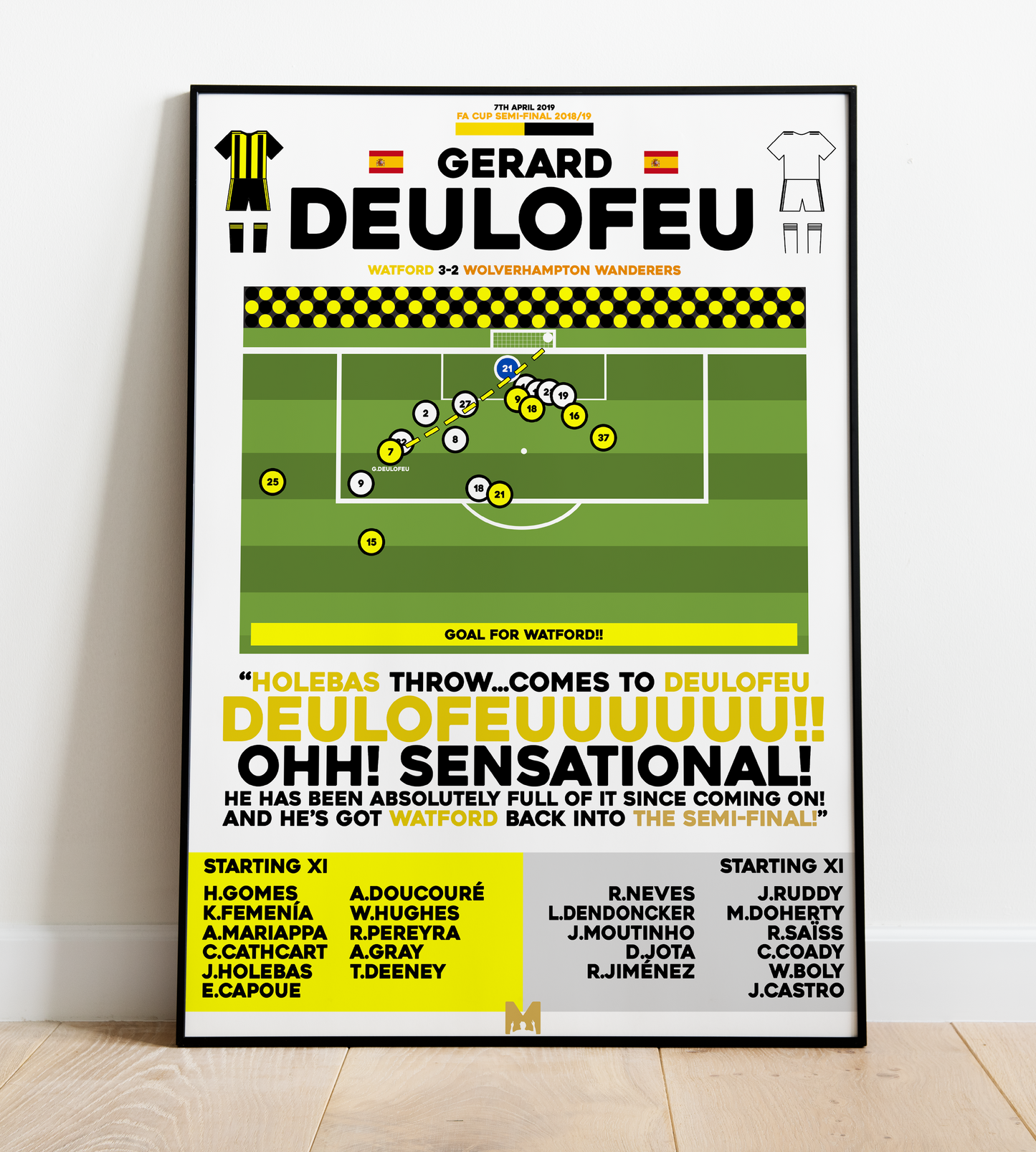 Gerard Deulofeu 1st Goal vs Wolves - FA Cup Semi-Final 2018/19 - Watford