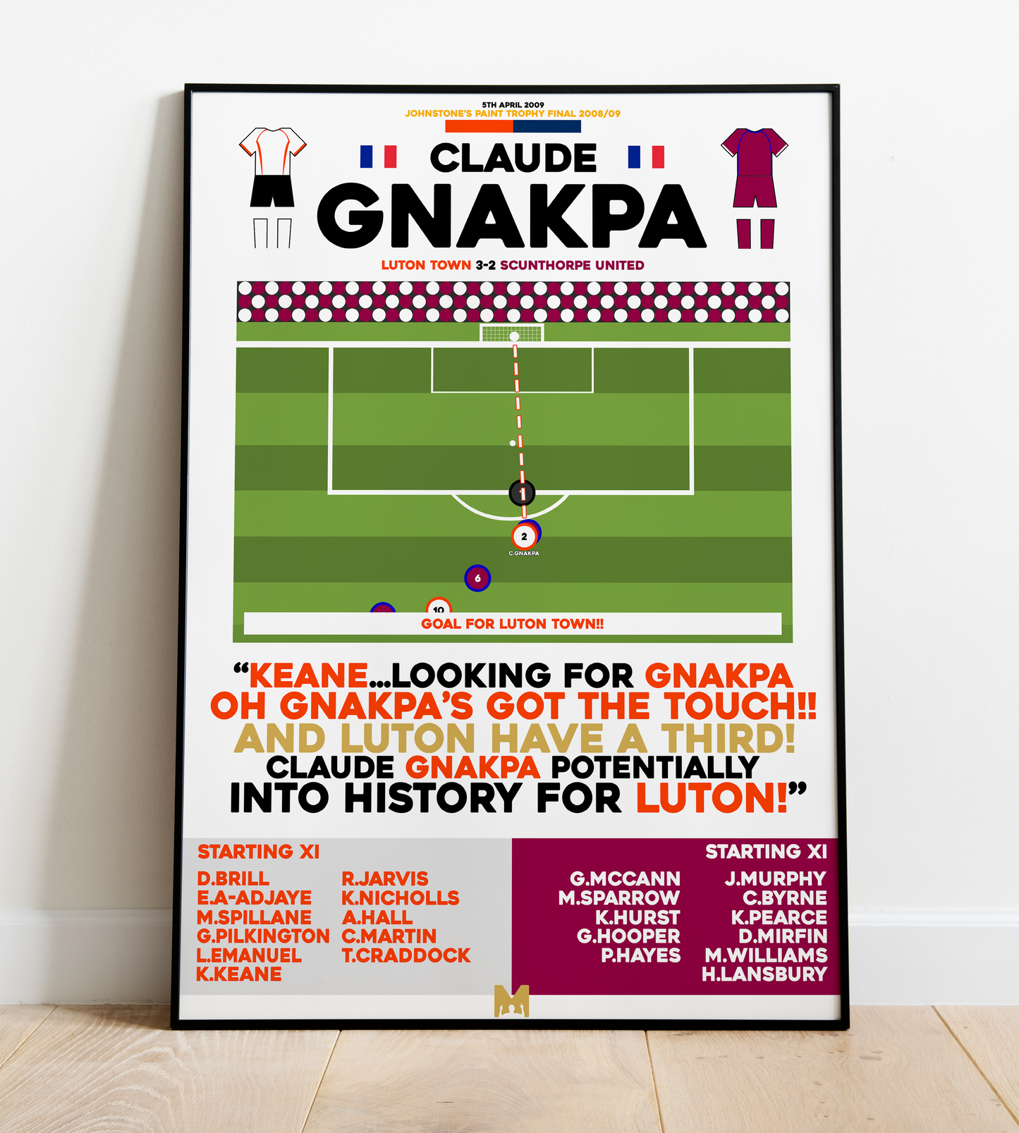 Claude Gnakpa Goal v Scunthorpe United - JPT Final 2008/09 - Luton Town
