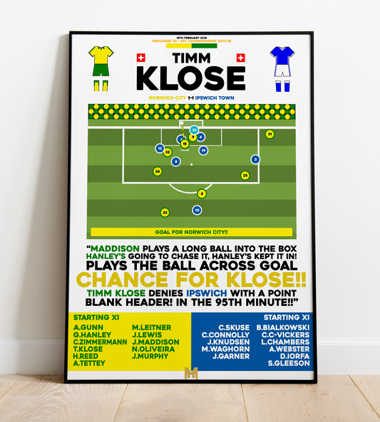 Timm Klose Goal vs Ipswich Town - EFL Championship 2017/18 - Norwich City