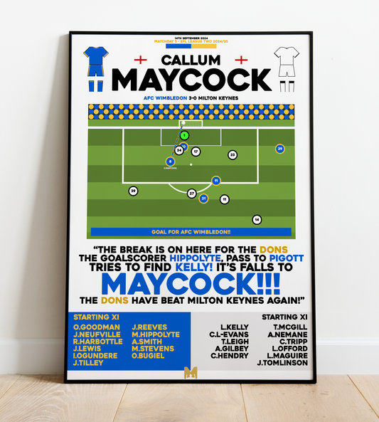 Callum Maycock Goal vs Milton Keynes - EFL League Two 2024/25 - AFC Wimbledon