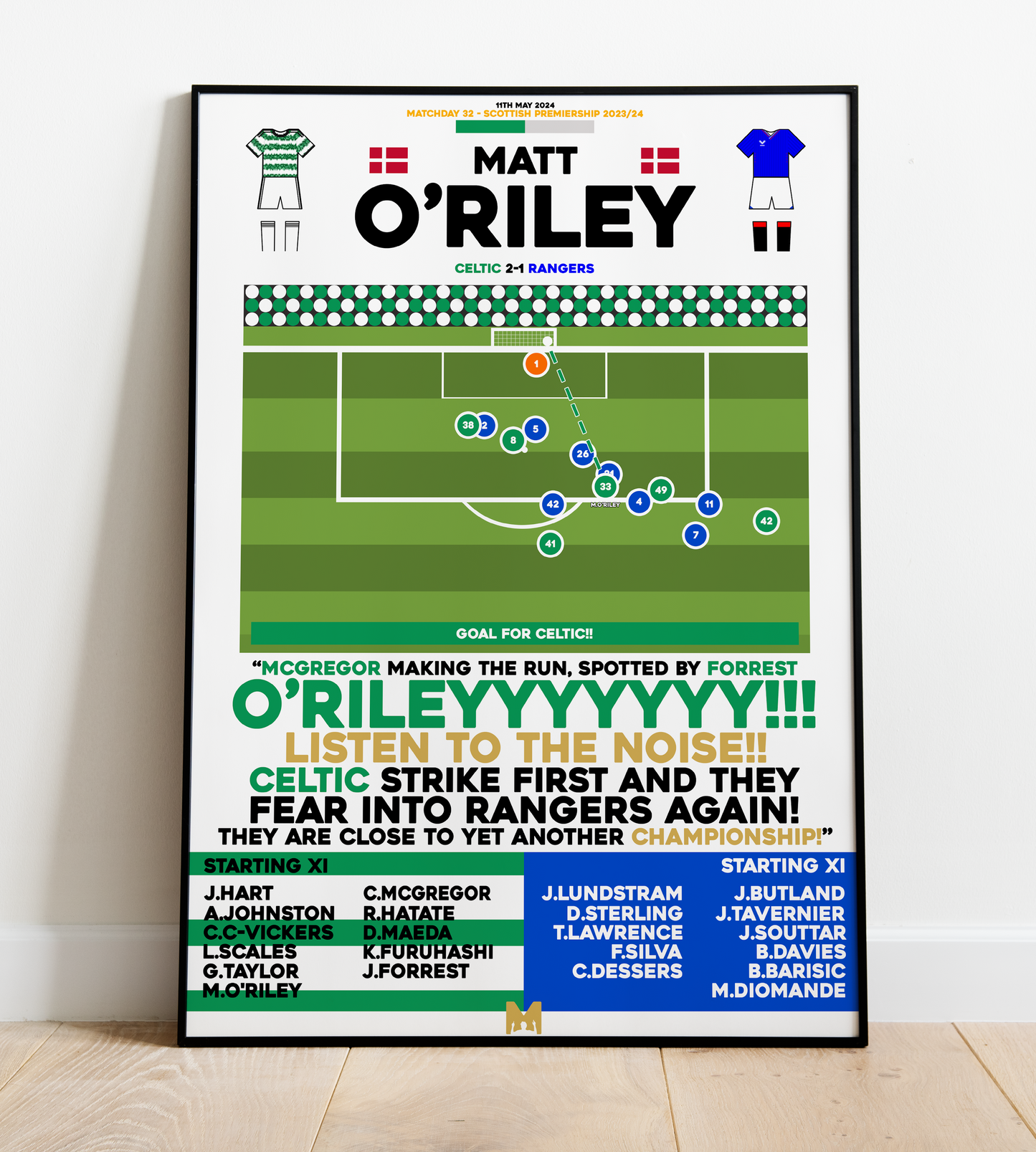 Matt O'Riley Goal vs Rangers - Scottish Premiership 2023/24 - Celtic