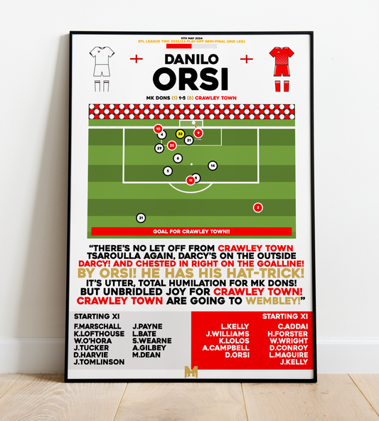 Danilo Orsi Goal vs MK Dons - EFL League Two Play-Offs 2023/24 - Crawley Town
