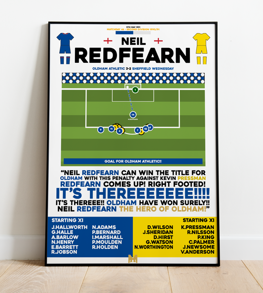 Neil Redfearn Goal vs Sheffield Wednesday - Second Division 1990/91 - Oldham Athletic