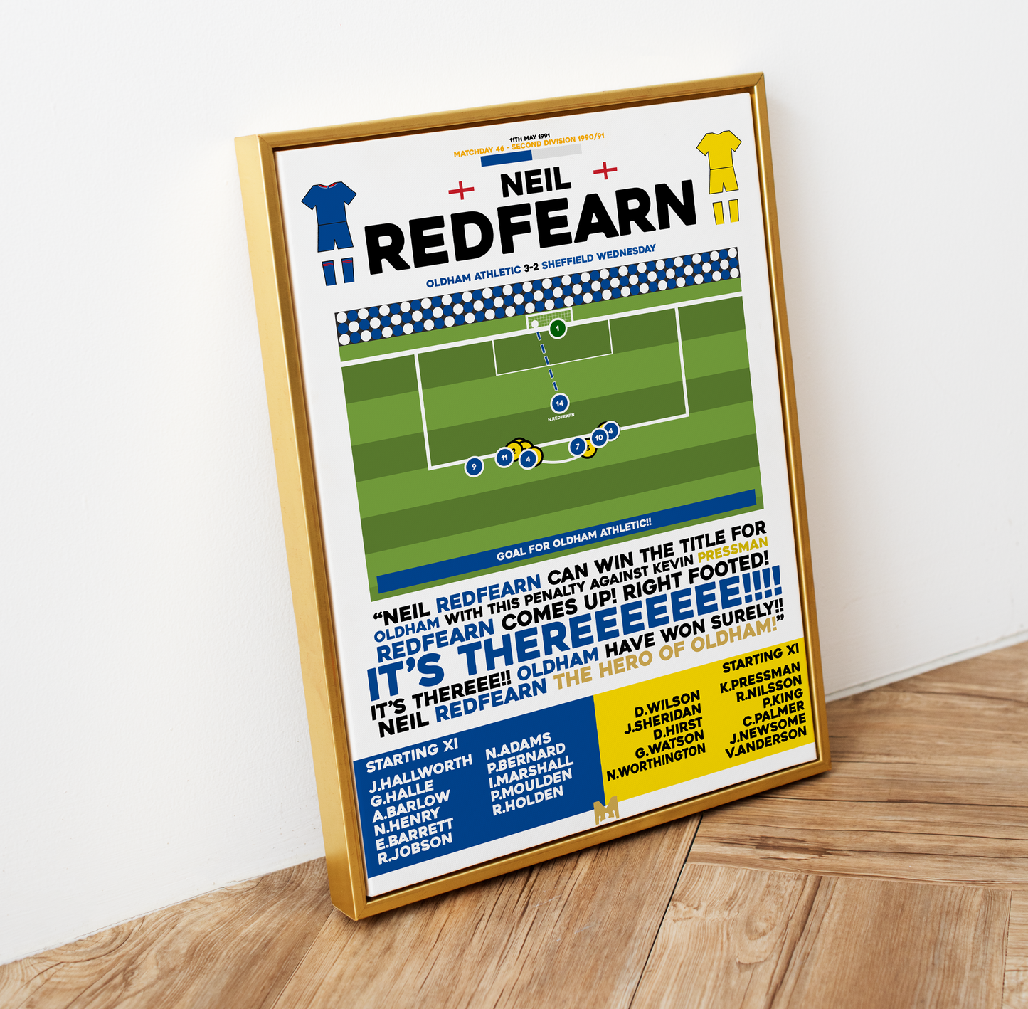 Neil Redfearn Goal vs Sheffield Wednesday - Second Division 1990/91 - Oldham Athletic
