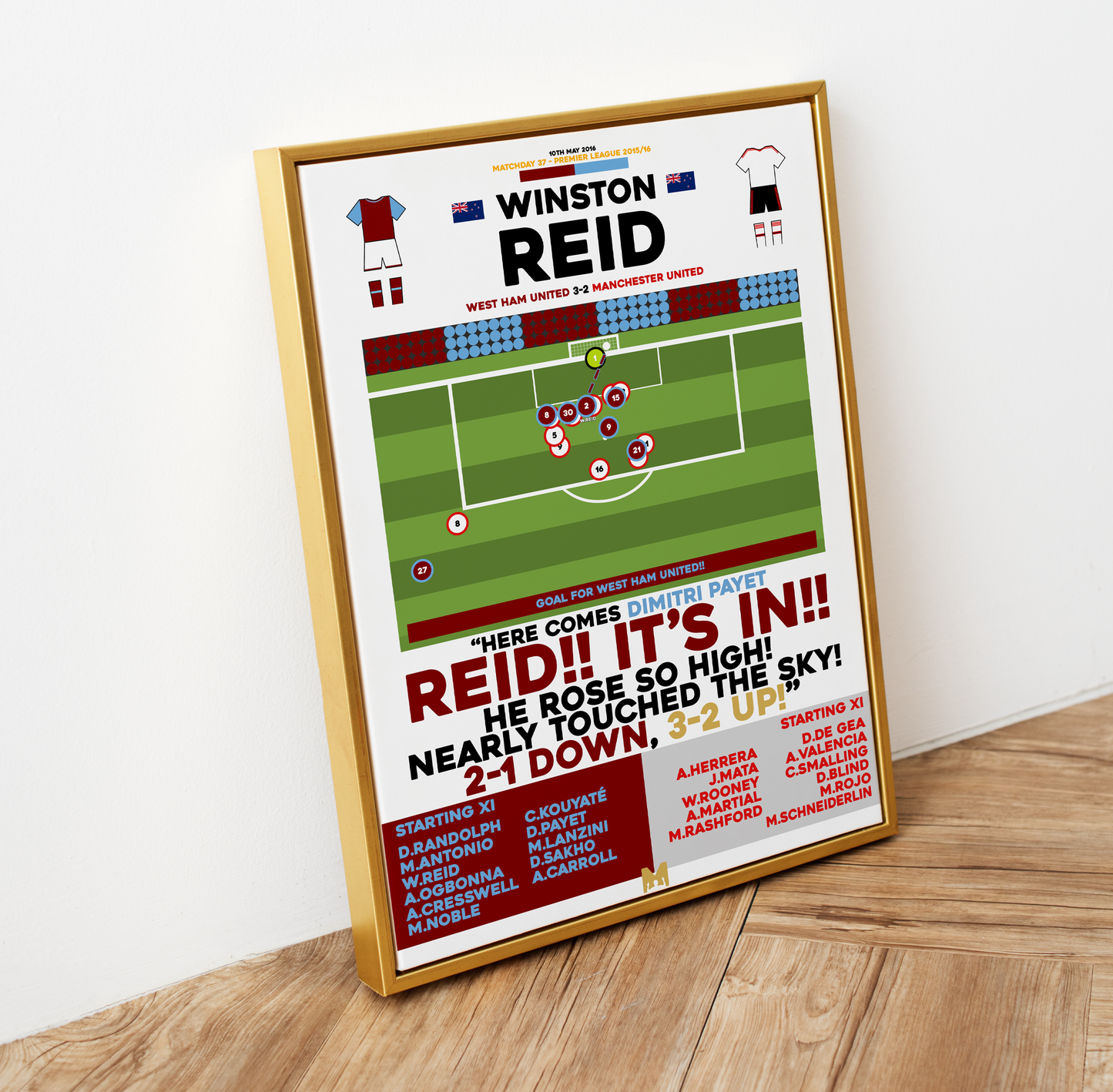 Winston Reid Goal vs Manchester United - Premier League 2015/16 - West Ham United