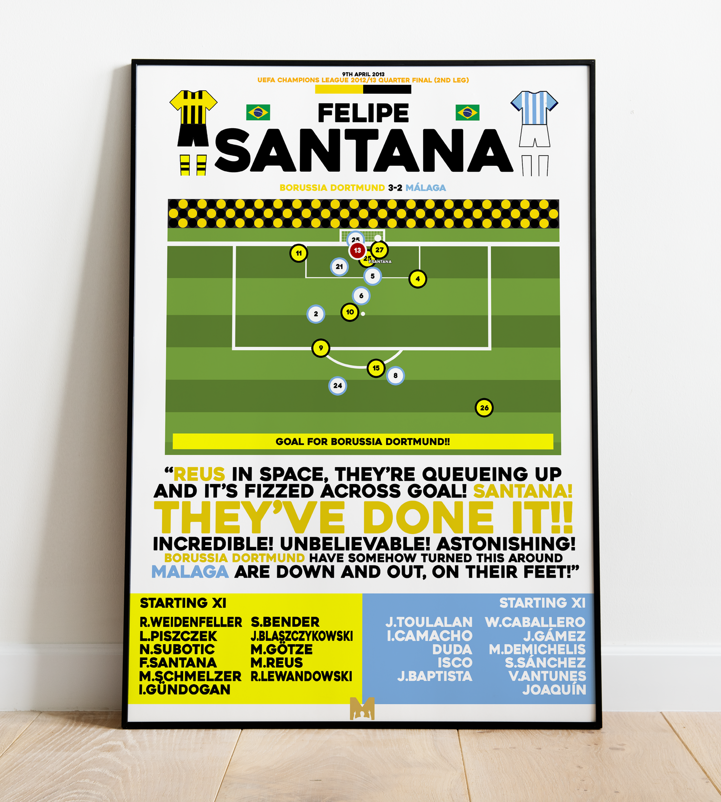 Felipe Santana Goal vs Malaga - UEFA Champions League 2011/12 - Borussia Dortmund