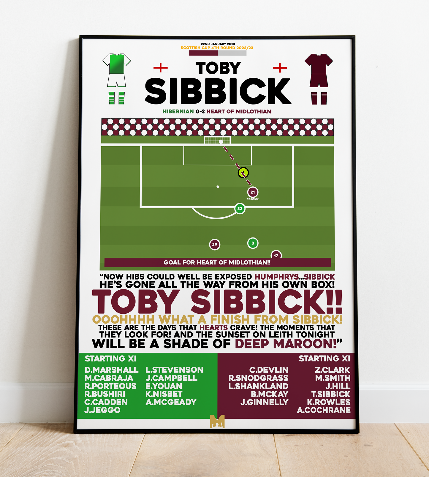 Toby Sibbick Goal vs Hibernian - Scottish Cup 2022/23 - Hearts
